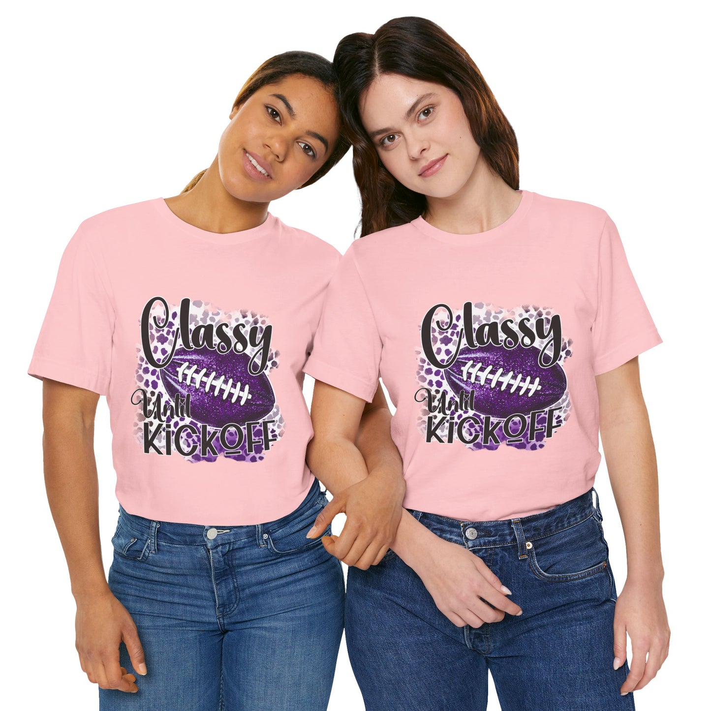 "Classy 'Til Kickoff" Football T-Shirt | Women's Gameday Tee Unisex Short Sleeve, Game Day Shirt, Tailgate Apparel, Football Season Wear, Fan Gift