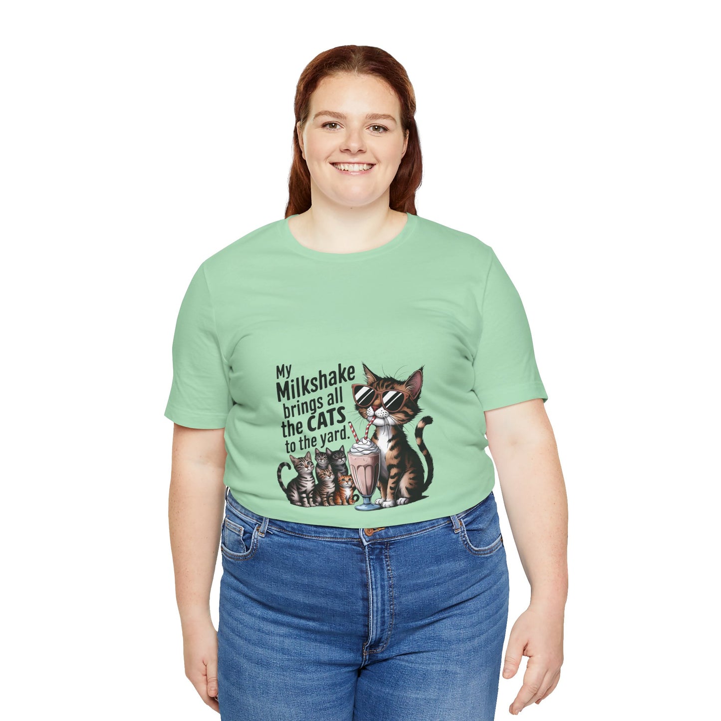 Cat Lover's Humor Tee - My Milkshake Brings All the Cats to the Yard, Funny T-Shirt, Gift for Animal Lovers, Cute Cat Shirt, Pet [...]
