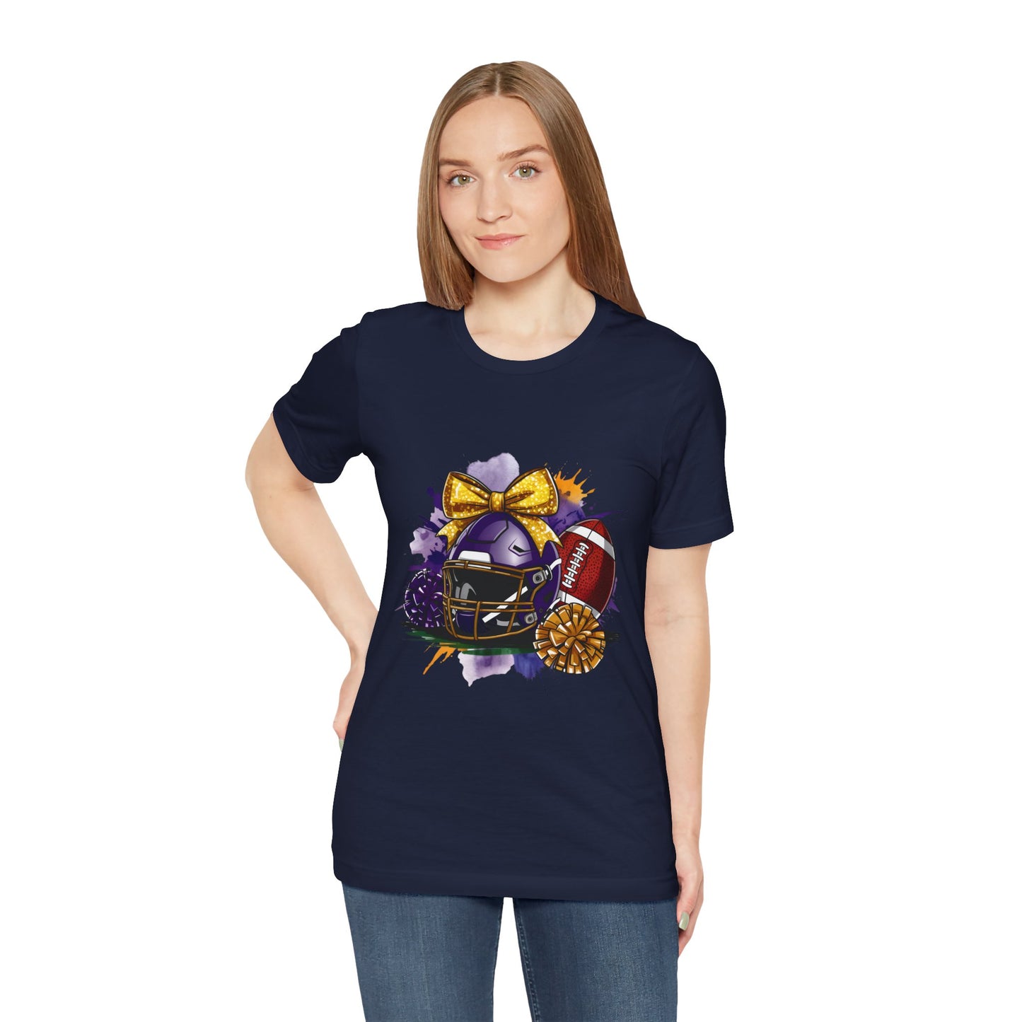 Cheerleader Football T-Shirt | Women's Gameday Tee, Unisex Sports Shirt, Game Day Outfit, Cheerleading Gift, Football Fans Apparel, Colorful Helmet Design