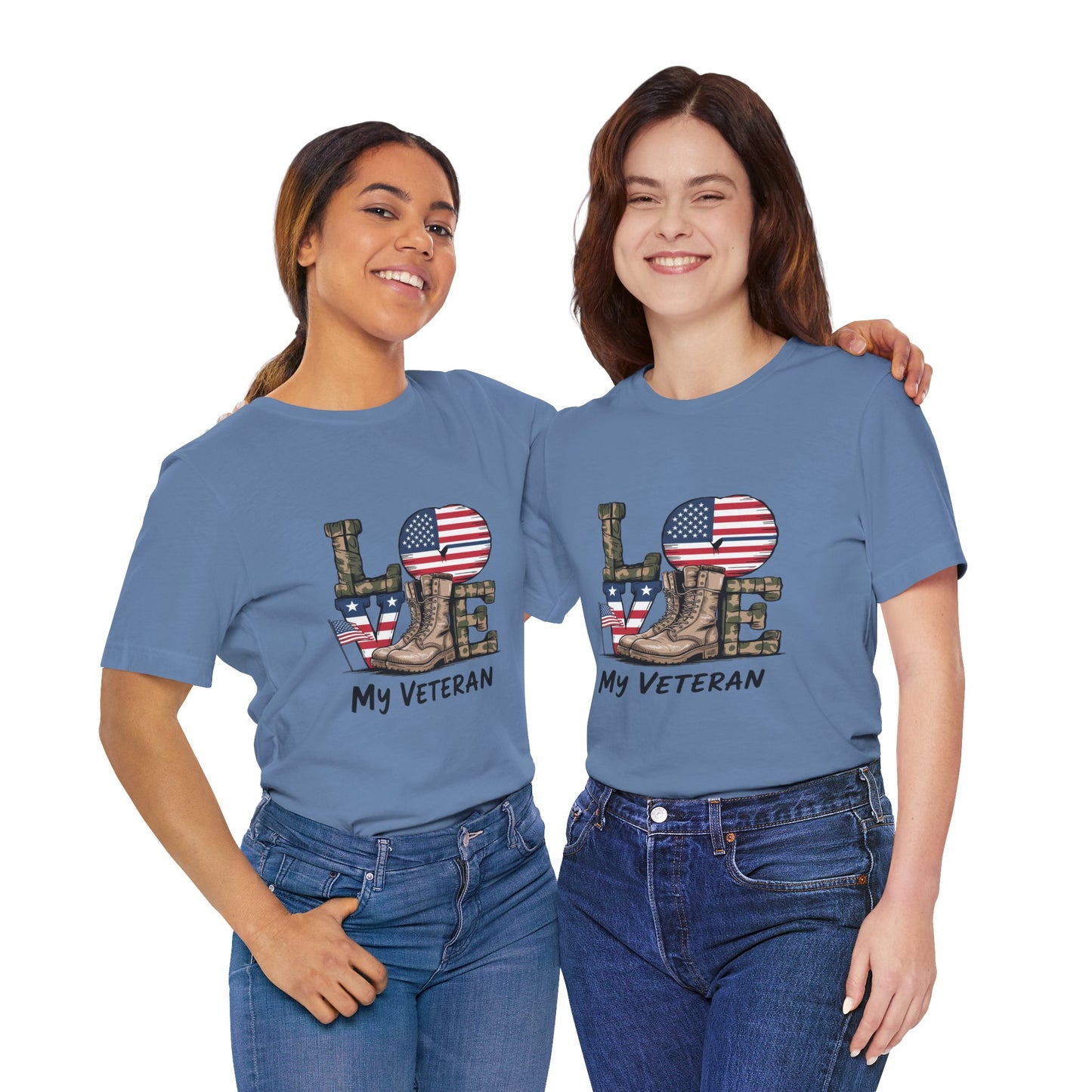 Veteran Love Tee - Unisex Short Sleeve Shirt, Military Appreciation Gift, Casual Everyday Wear, Patriotic Shirt, Memorial Day Outfit