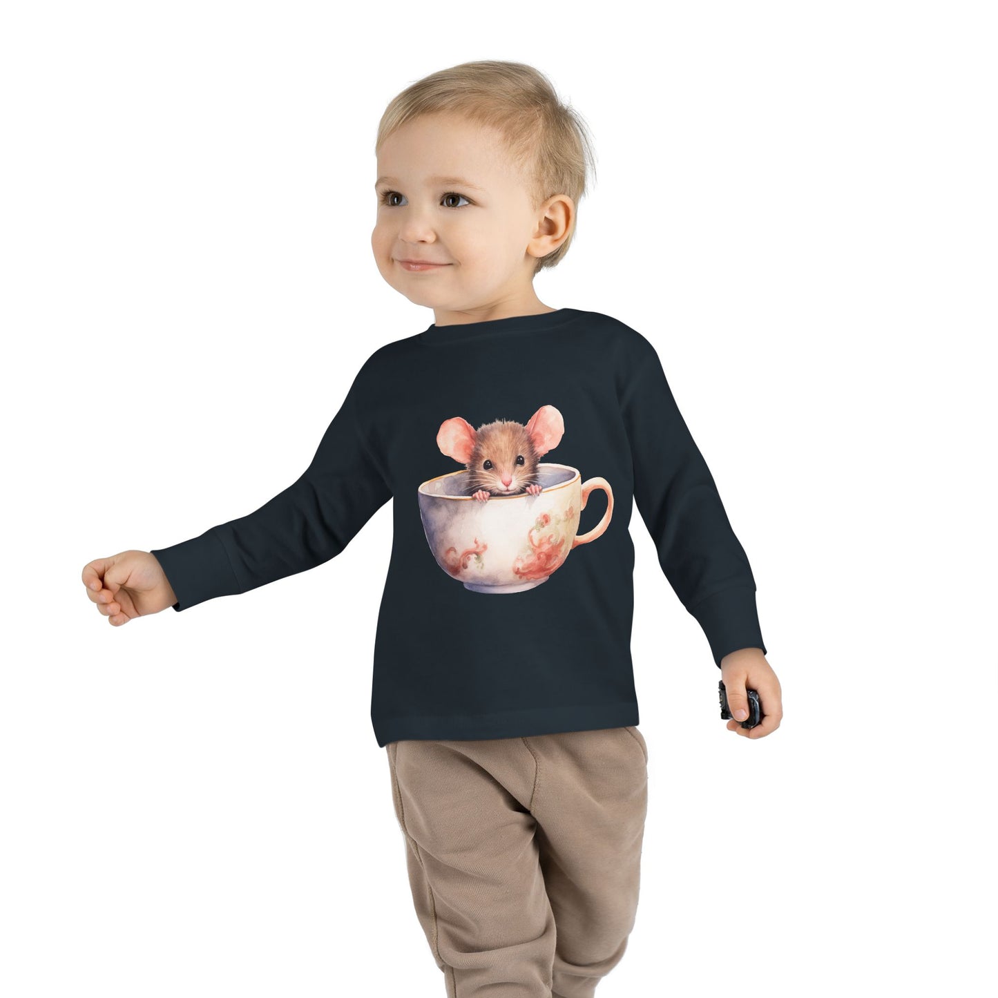 Unisex Mouse Graphic 100% Combed Cotton Toddler Fit Long Sleeve Tee