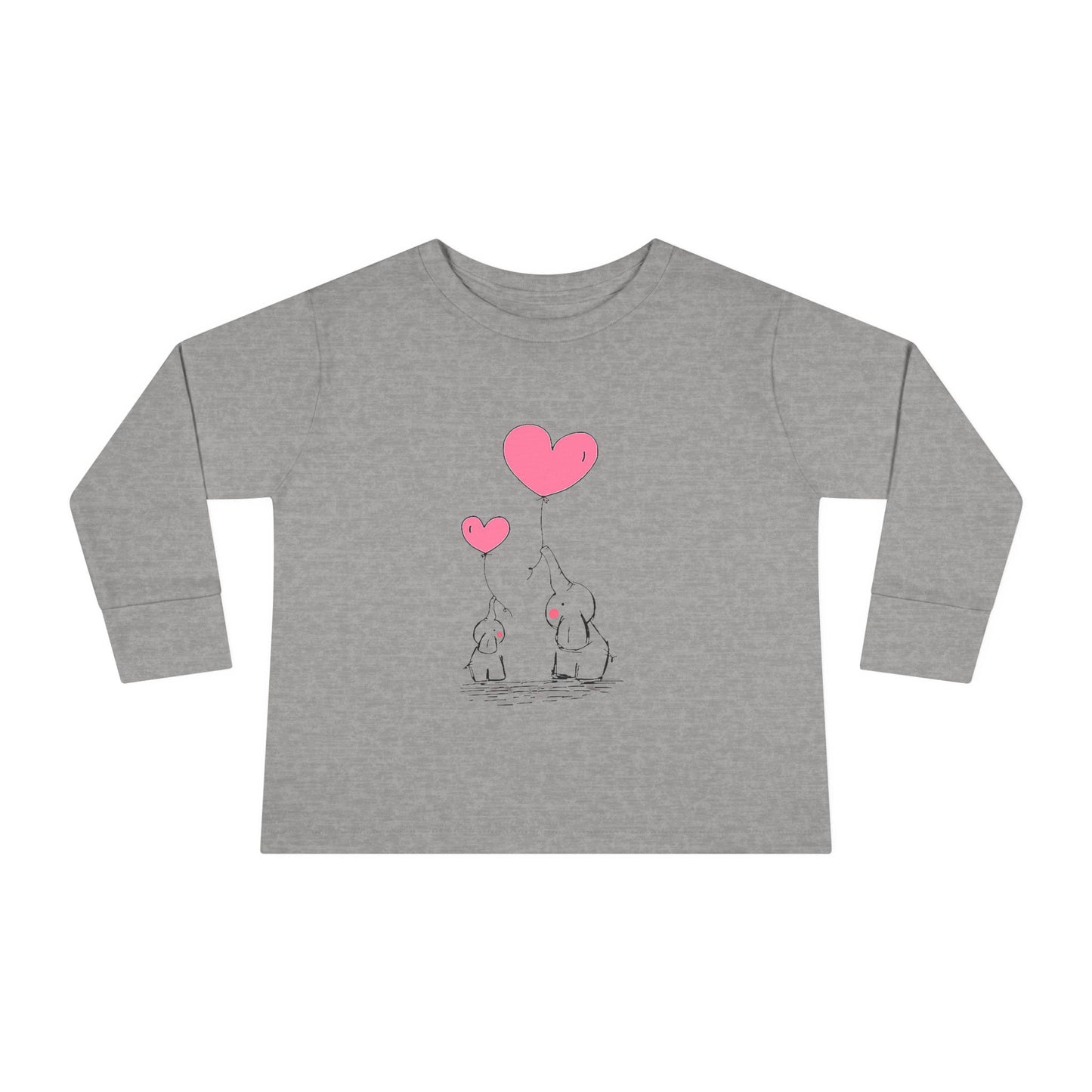 Unisex 100% Cotton Graphic  Elephants Heart Toddler Long Sleeve Tee