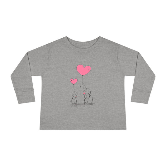 Unisex 100% Cotton Graphic  Elephants Heart Toddler Long Sleeve Tee