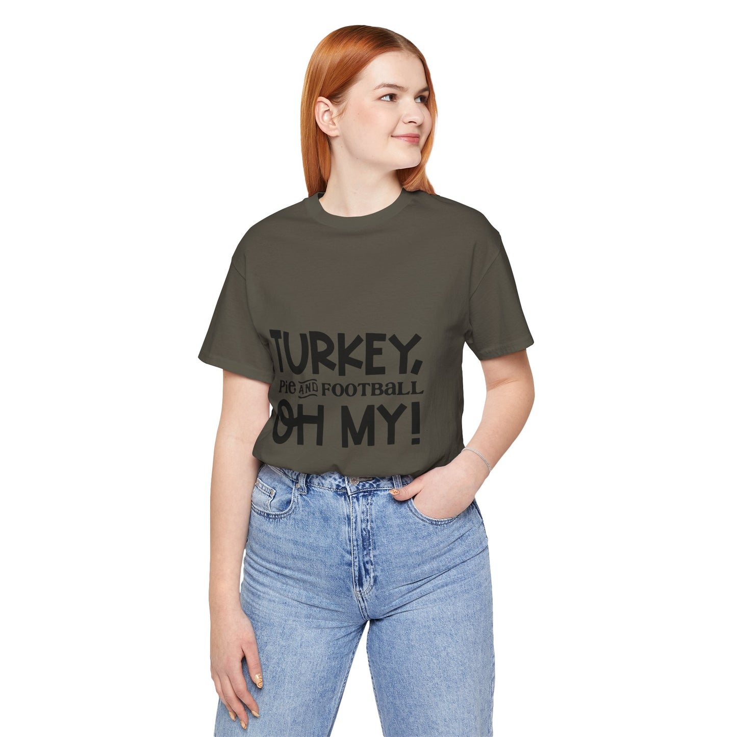 T-Shirt - Turkey Pig and Football OH MY Design, Thanksgiving Football T-Shirt, Holiday Football Tee