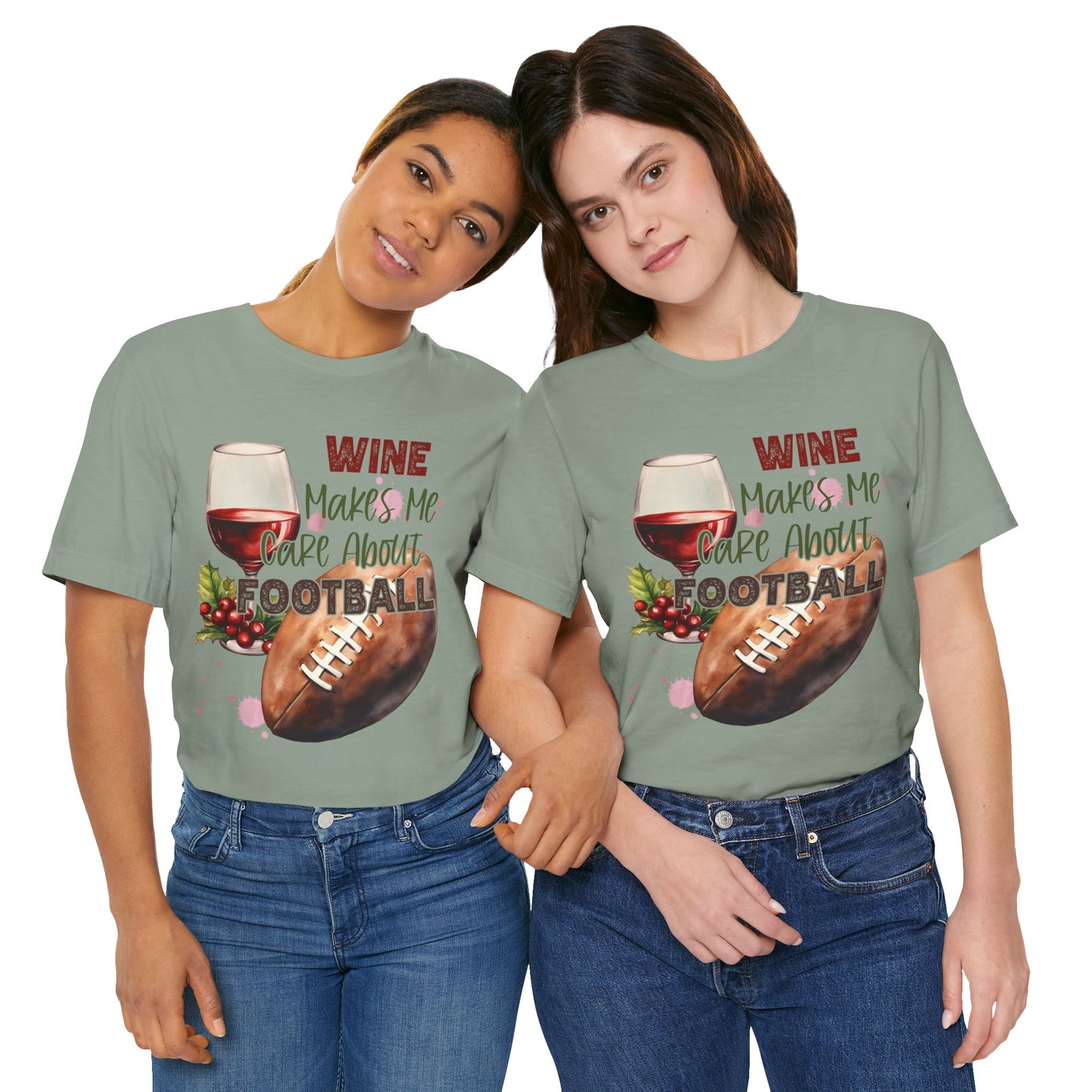 Wine Football Tee Sports Fan T-Shirt Funny Drinking Shirt