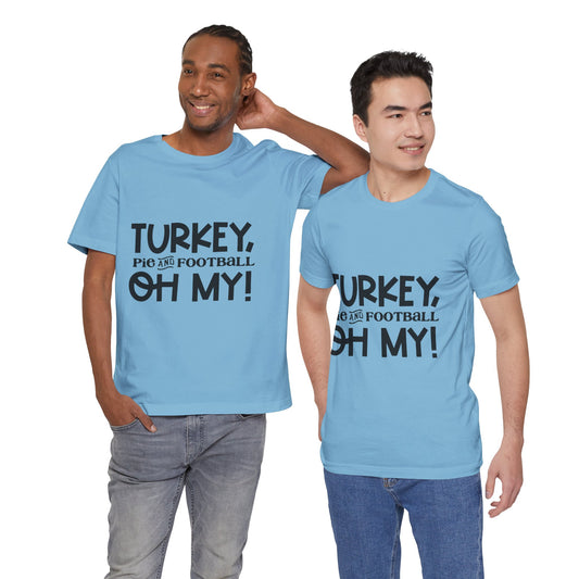 T-Shirt - Turkey Pig and Football OH MY Design, Thanksgiving Football T-Shirt, Holiday Football Tee