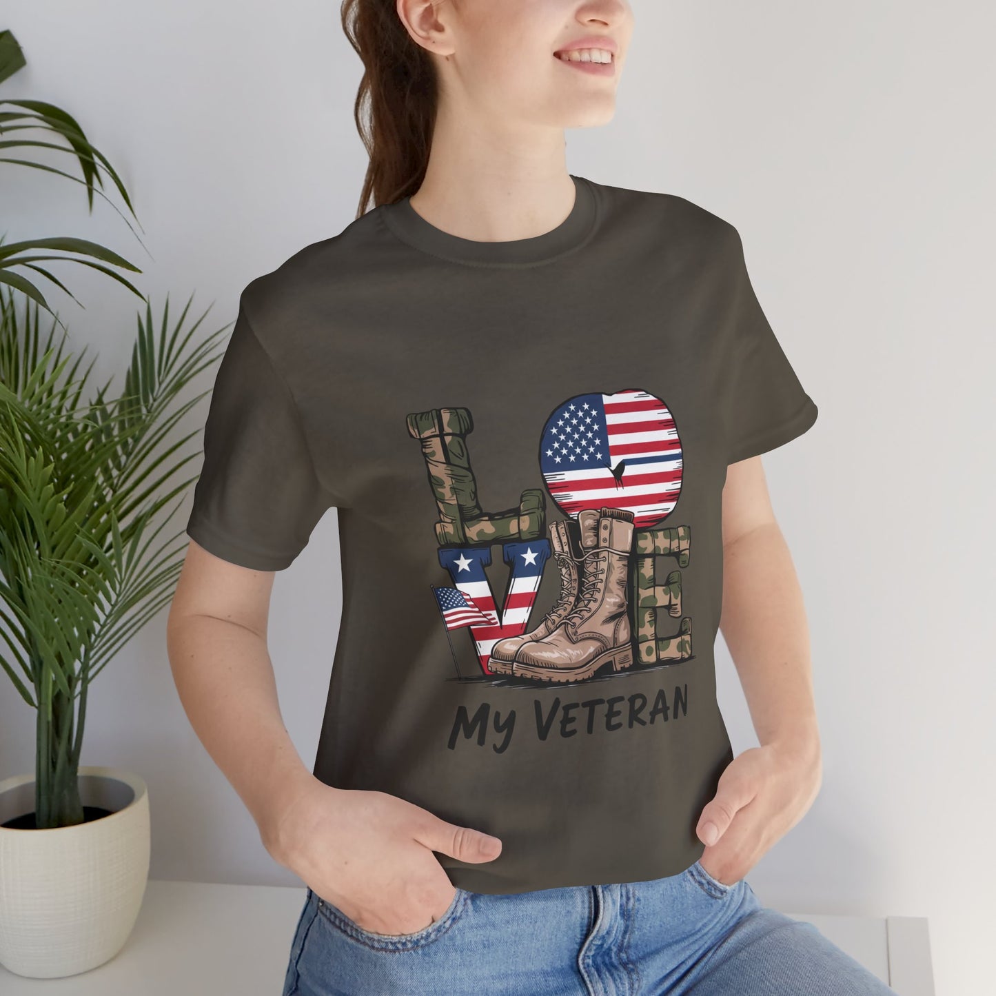 Veteran Love Tee - Unisex Short Sleeve Shirt, Military Appreciation Gift, Casual Everyday Wear, Patriotic Shirt, Memorial Day Outfit