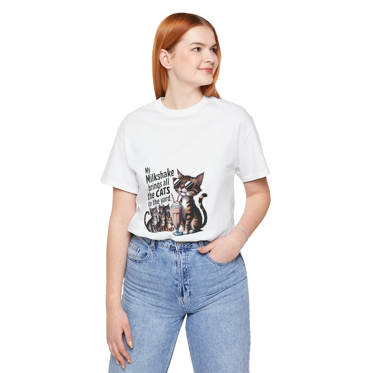 Cat Lover's Humor Tee - My Milkshake Brings All the Cats to the Yard, Funny T-Shirt, Gift for Animal Lovers, Cute Cat Shirt, Pet [...]