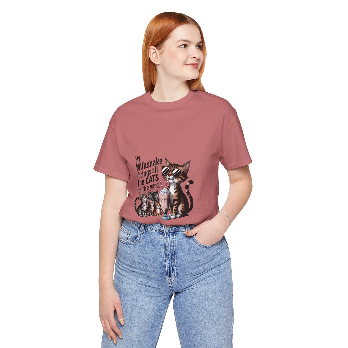 Cat Lover's Humor Tee - My Milkshake Brings All the Cats to the Yard, Funny T-Shirt, Gift for Animal Lovers, Cute Cat Shirt, Pet [...]
