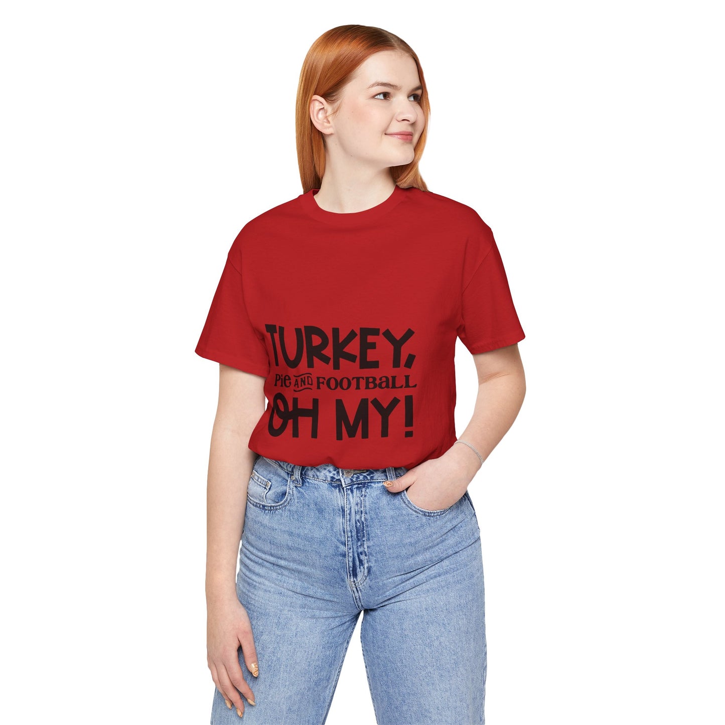 T-Shirt - Turkey Pig and Football OH MY Design, Thanksgiving Football T-Shirt, Holiday Football Tee