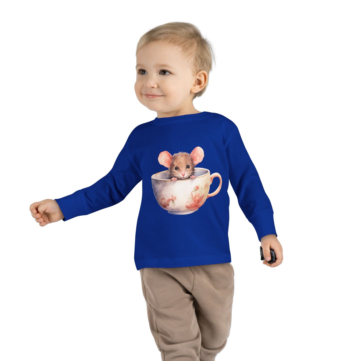 Unisex Mouse Graphic 100% Combed Cotton Toddler Fit Long Sleeve Tee