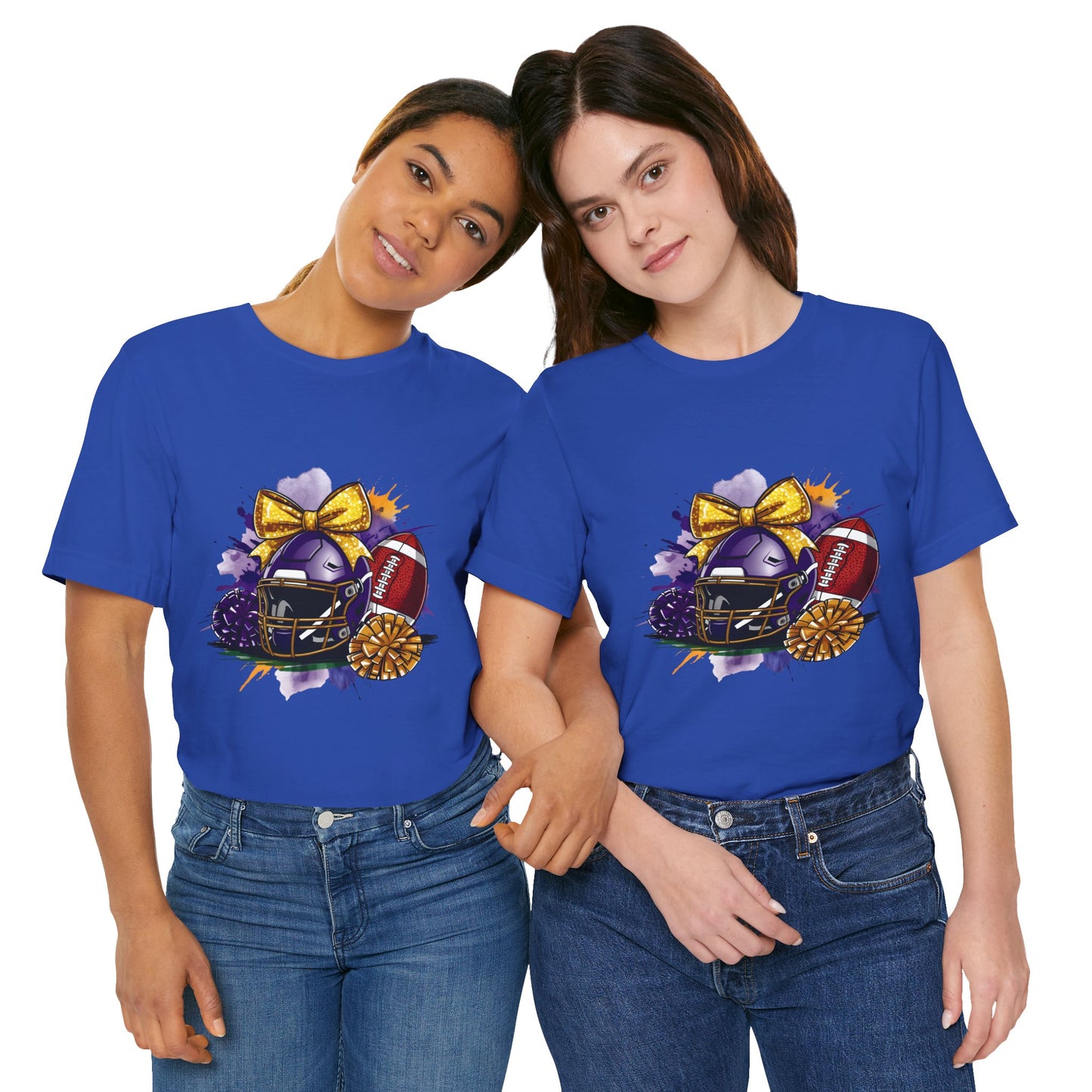 Cheerleader Football T-Shirt | Women's Gameday Tee, Unisex Sports Shirt, Game Day Outfit, Cheerleading Gift, Football Fans Apparel, Colorful Helmet Design