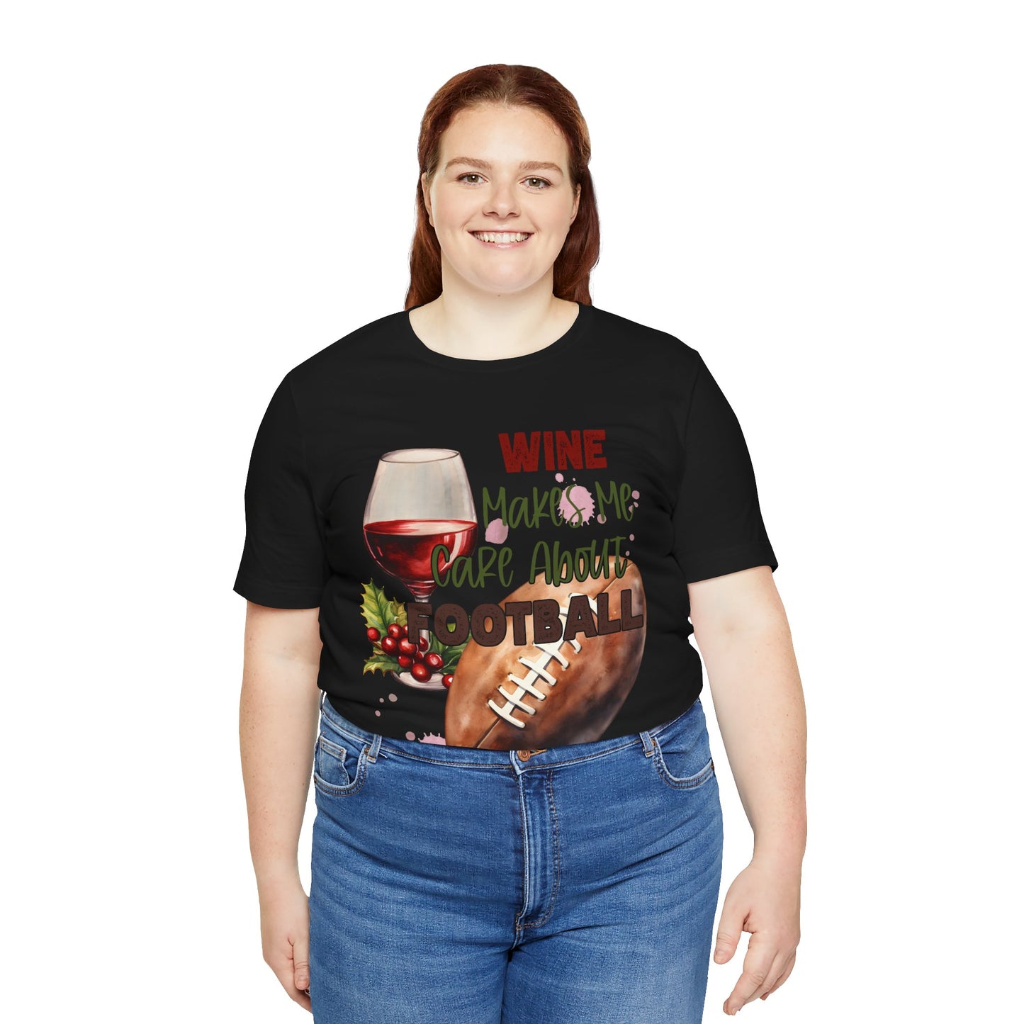 Wine Football Tee Sports Fan T-Shirt Funny Drinking Shirt