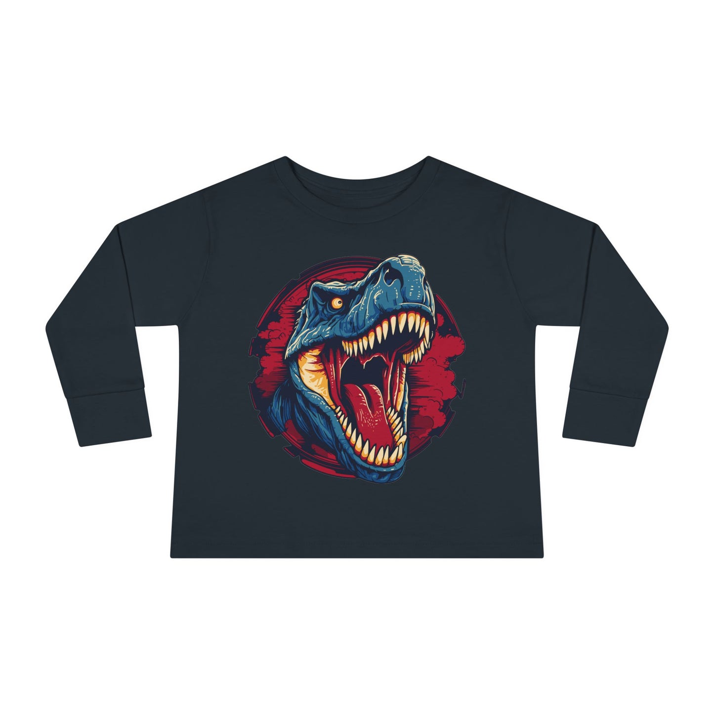 Unisex Dinosaur Graphic 100% Combed Cotton Toddler Long Sleeve Tee