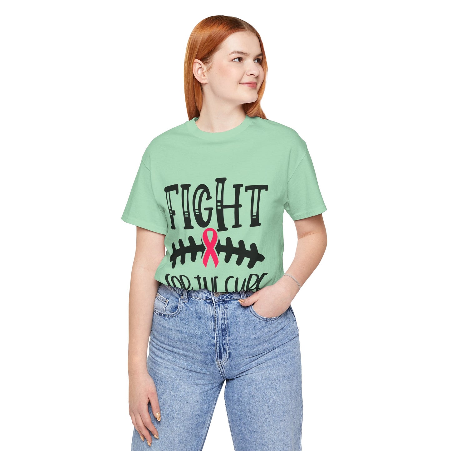 "Fight for the Cure" Graphic Tee,  Unisex Jersey Tee, Awareness Shirt, Breast Cancer Support T-Shirt, Fight Cancer Tee, Gift for a Cause