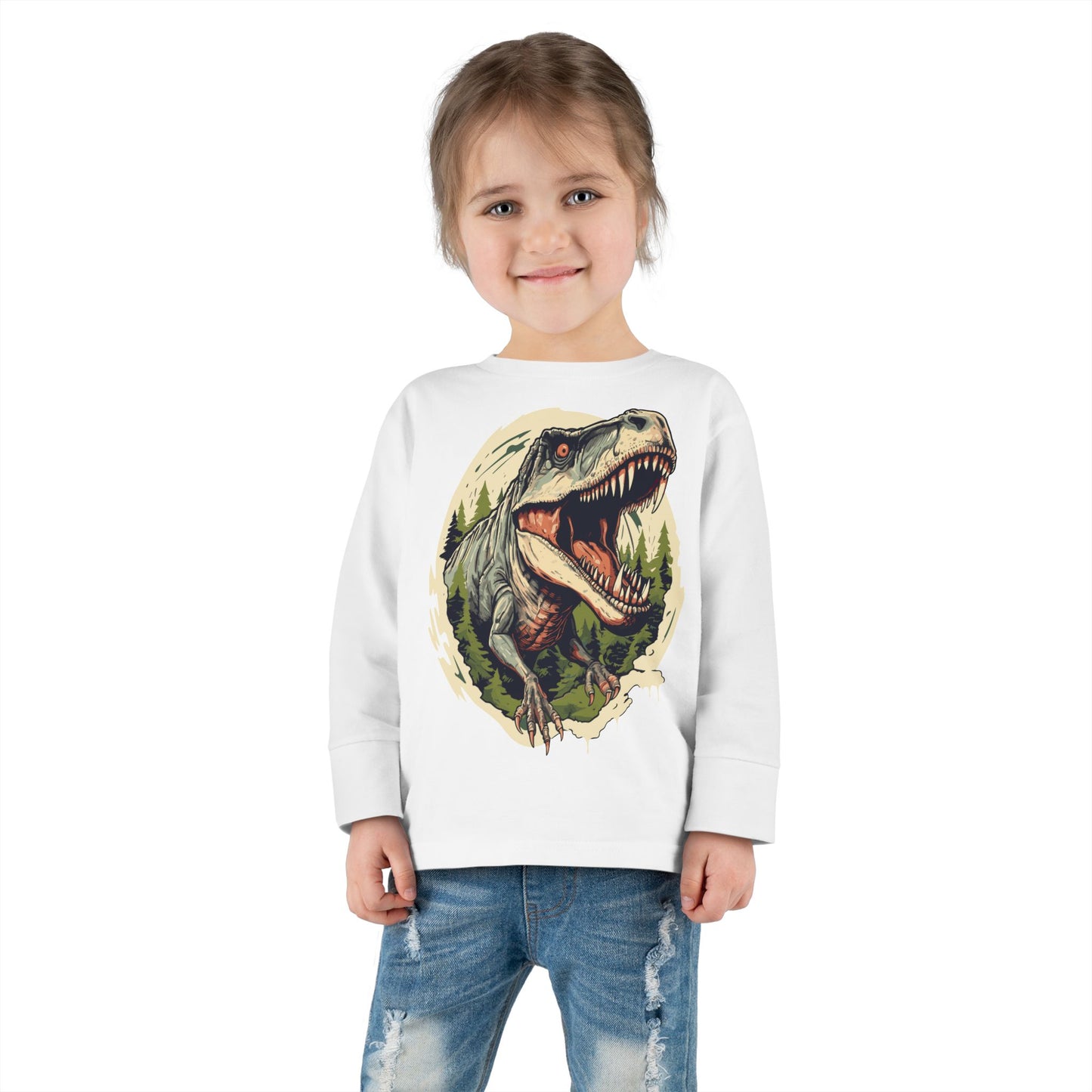Unisex Dinosaur Graphic 100% Cotton Child Long Sleeve T-Shirt