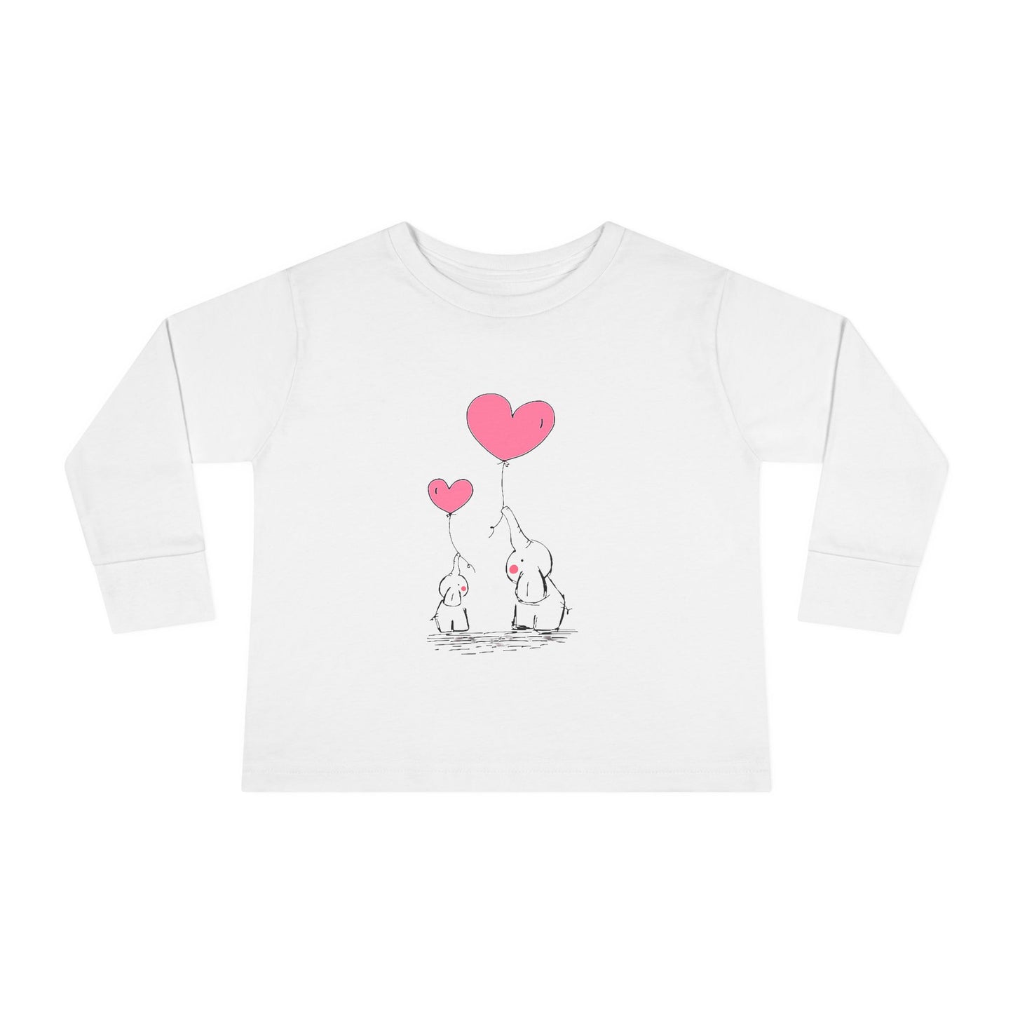 Unisex 100% Cotton Graphic  Elephants Heart Toddler Long Sleeve Tee
