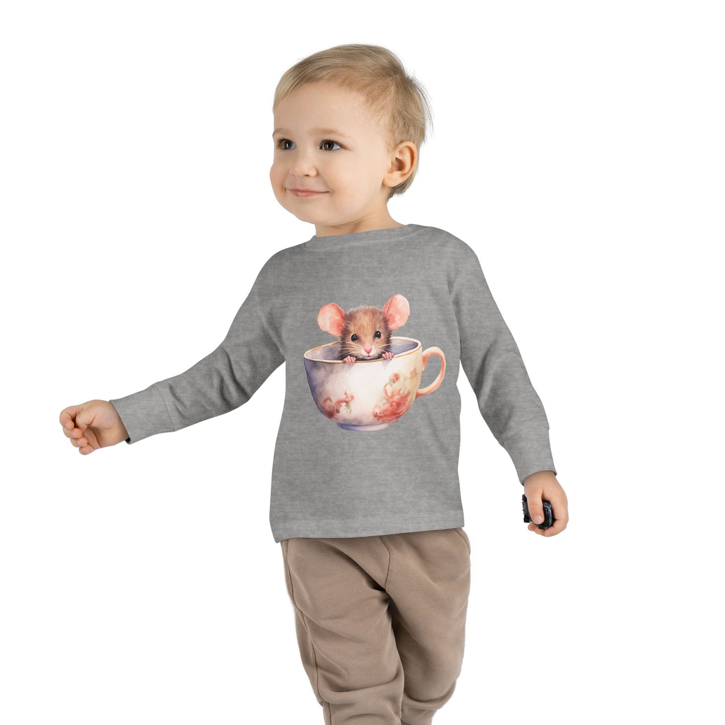 Unisex Mouse Graphic 100% Combed Cotton Toddler Fit Long Sleeve Tee