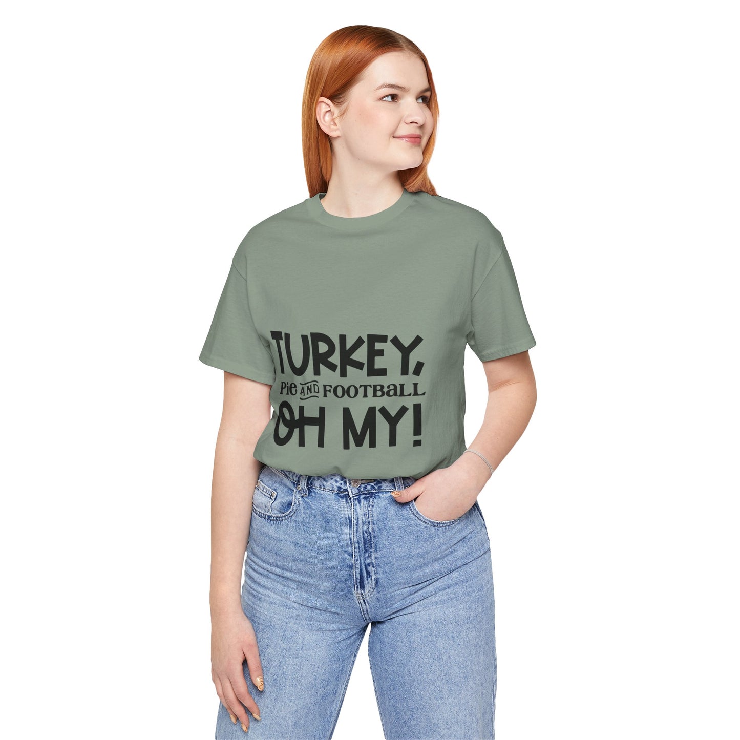 T-Shirt - Turkey Pig and Football OH MY Design, Thanksgiving Football T-Shirt, Holiday Football Tee