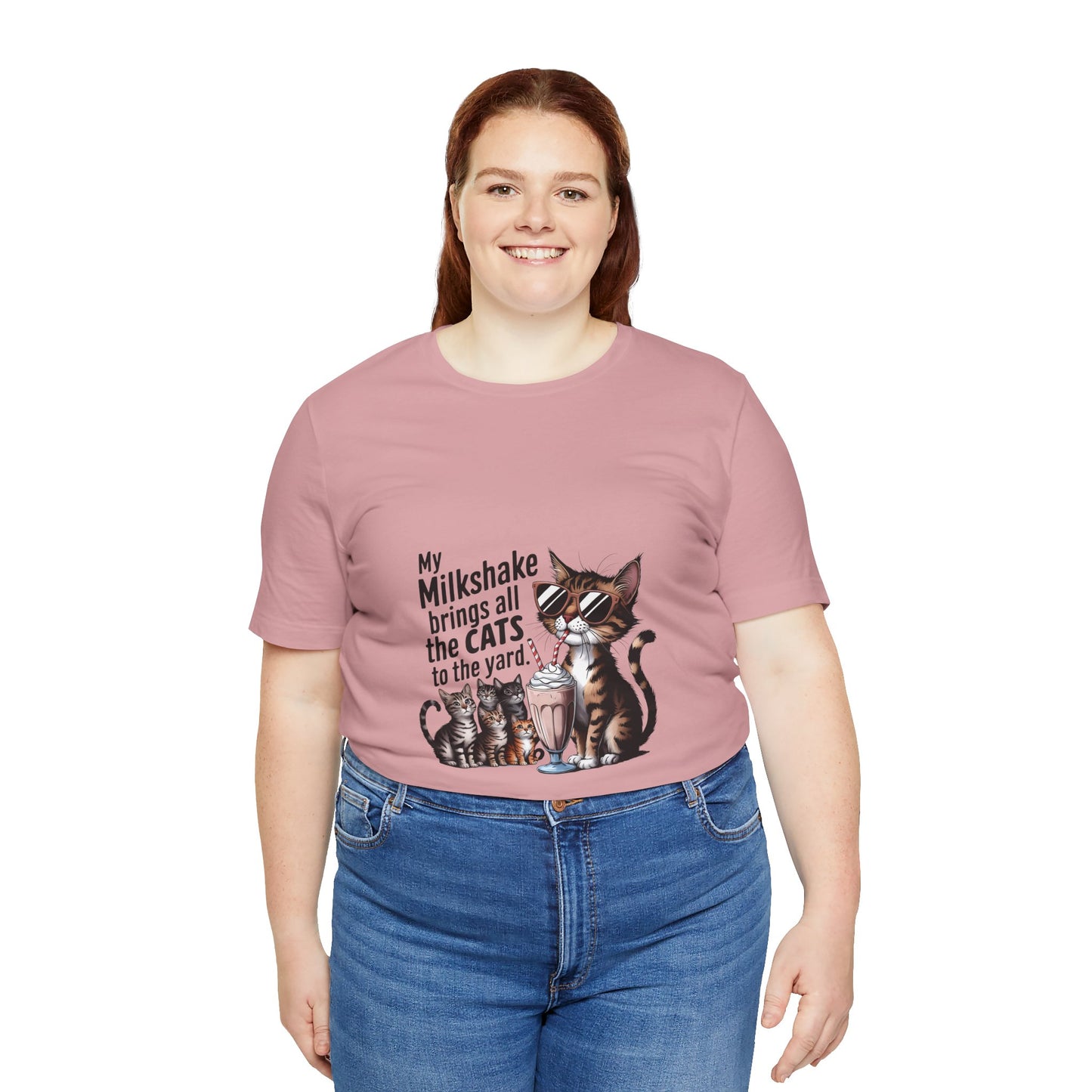 Cat Lover's Humor Tee - My Milkshake Brings All the Cats to the Yard, Funny T-Shirt, Gift for Animal Lovers, Cute Cat Shirt, Pet [...]