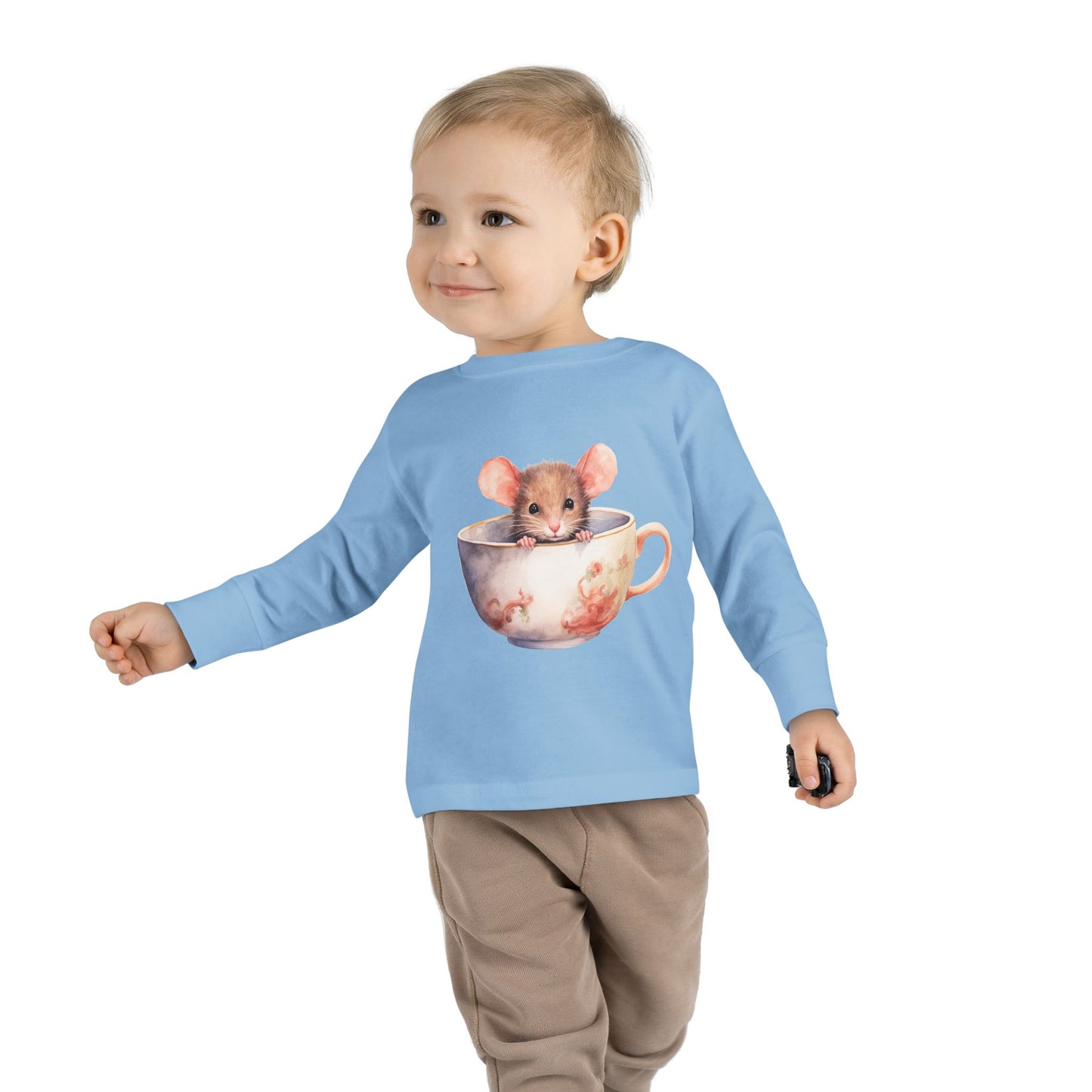 Unisex Mouse Graphic 100% Combed Cotton Toddler Fit Long Sleeve Tee