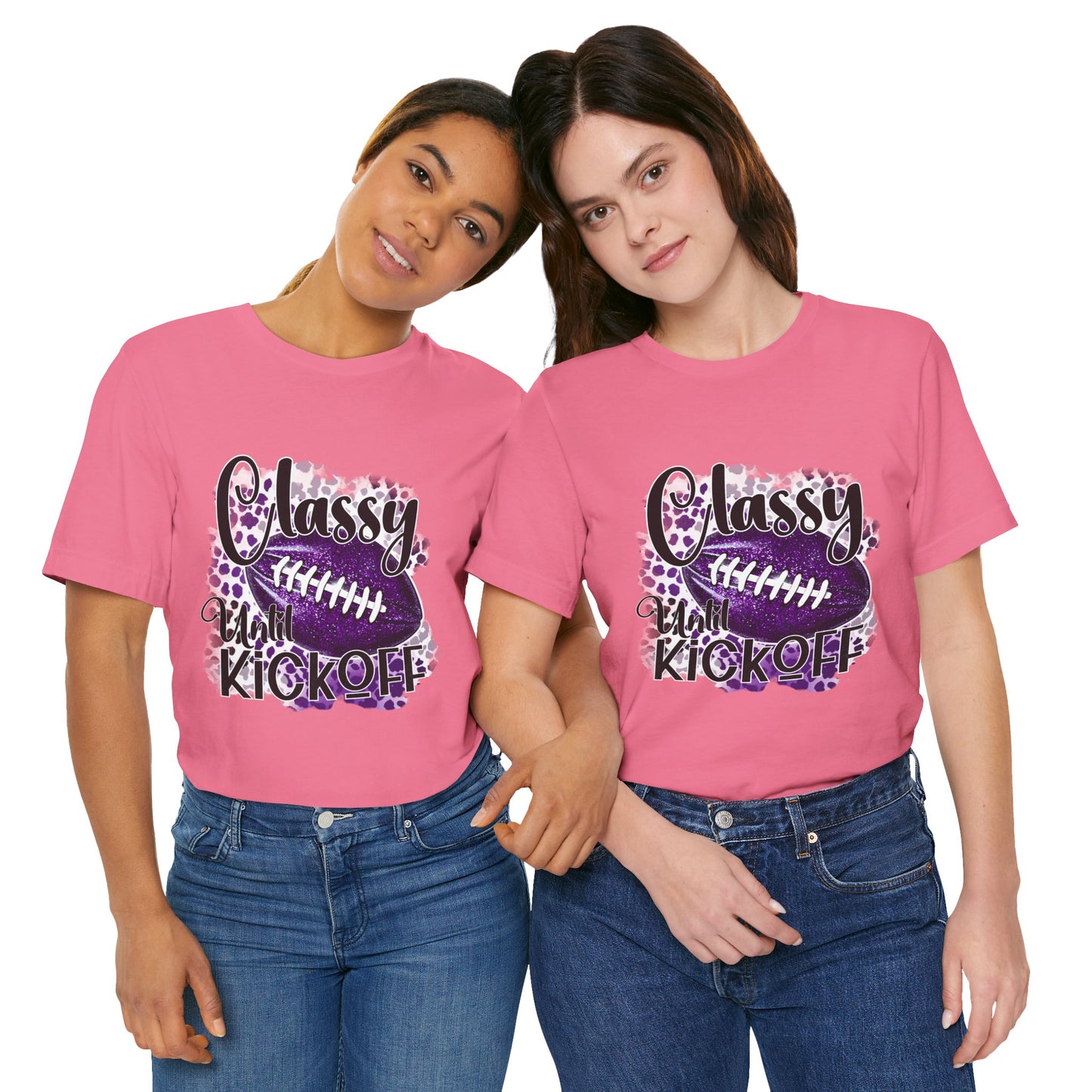 "Classy 'Til Kickoff" Football T-Shirt | Women's Gameday Tee Unisex Short Sleeve, Game Day Shirt, Tailgate Apparel, Football Season Wear, Fan Gift