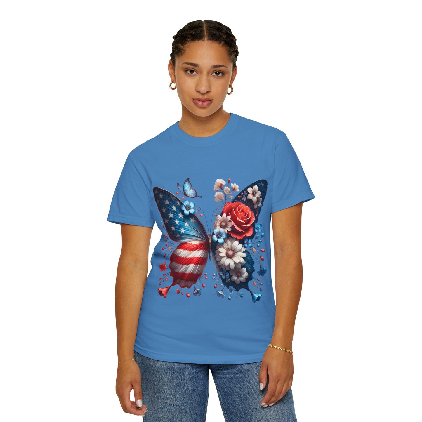 Butterfly & Floral Patriotic Tee, Unisex Garment-Dyed T-shirt, 4th of July Shirt, Memorial Day Gift, Summer Fashion Top, Nature Lovers [...]