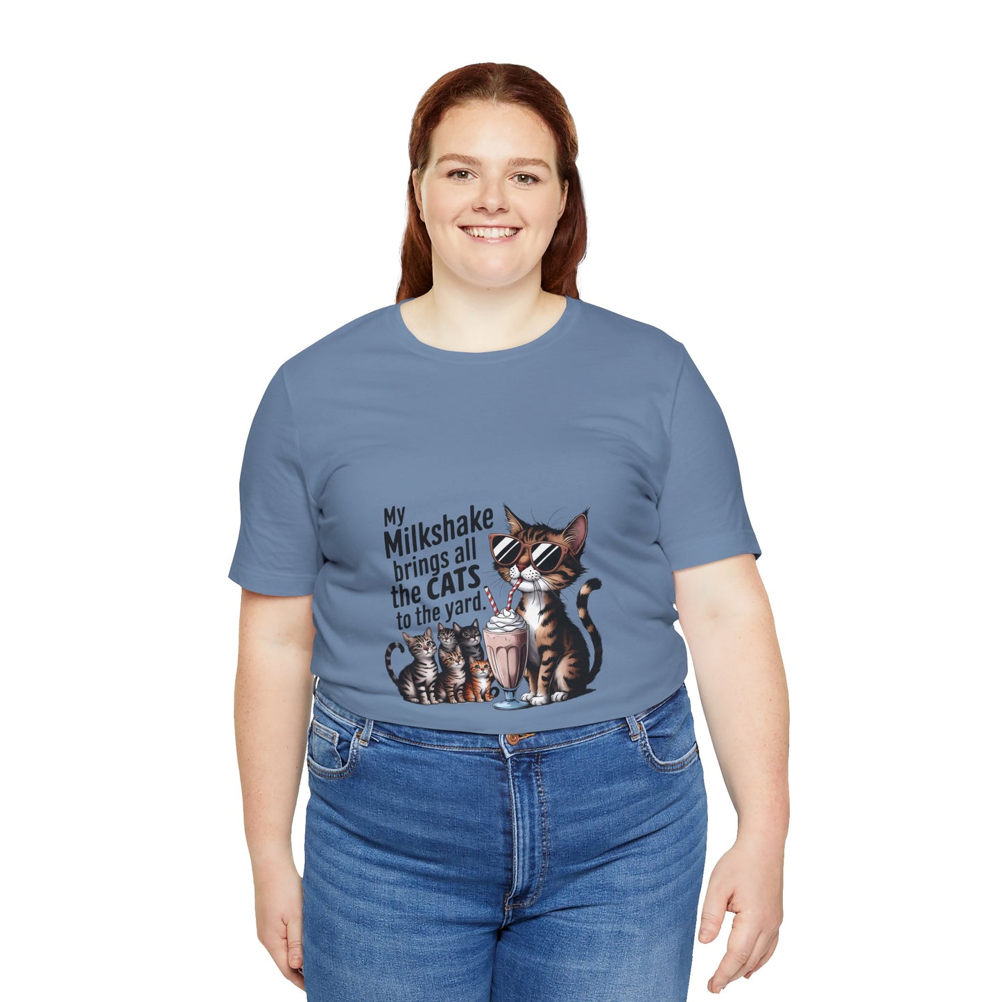 Cat Lover's Humor Tee - My Milkshake Brings All the Cats to the Yard, Funny T-Shirt, Gift for Animal Lovers, Cute Cat Shirt, Pet [...]