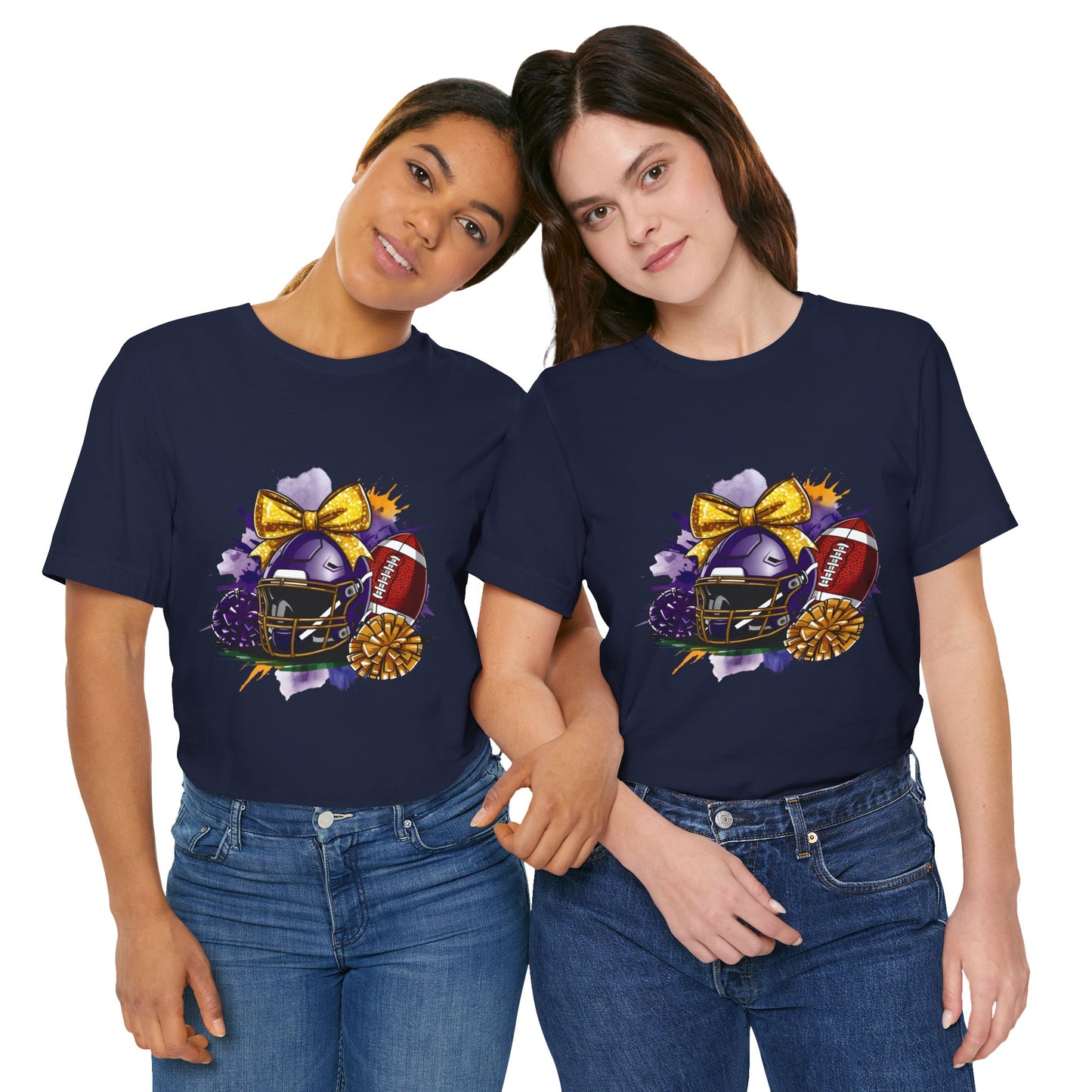 Cheerleader Football T-Shirt | Women's Gameday Tee, Unisex Sports Shirt, Game Day Outfit, Cheerleading Gift, Football Fans Apparel, Colorful Helmet Design