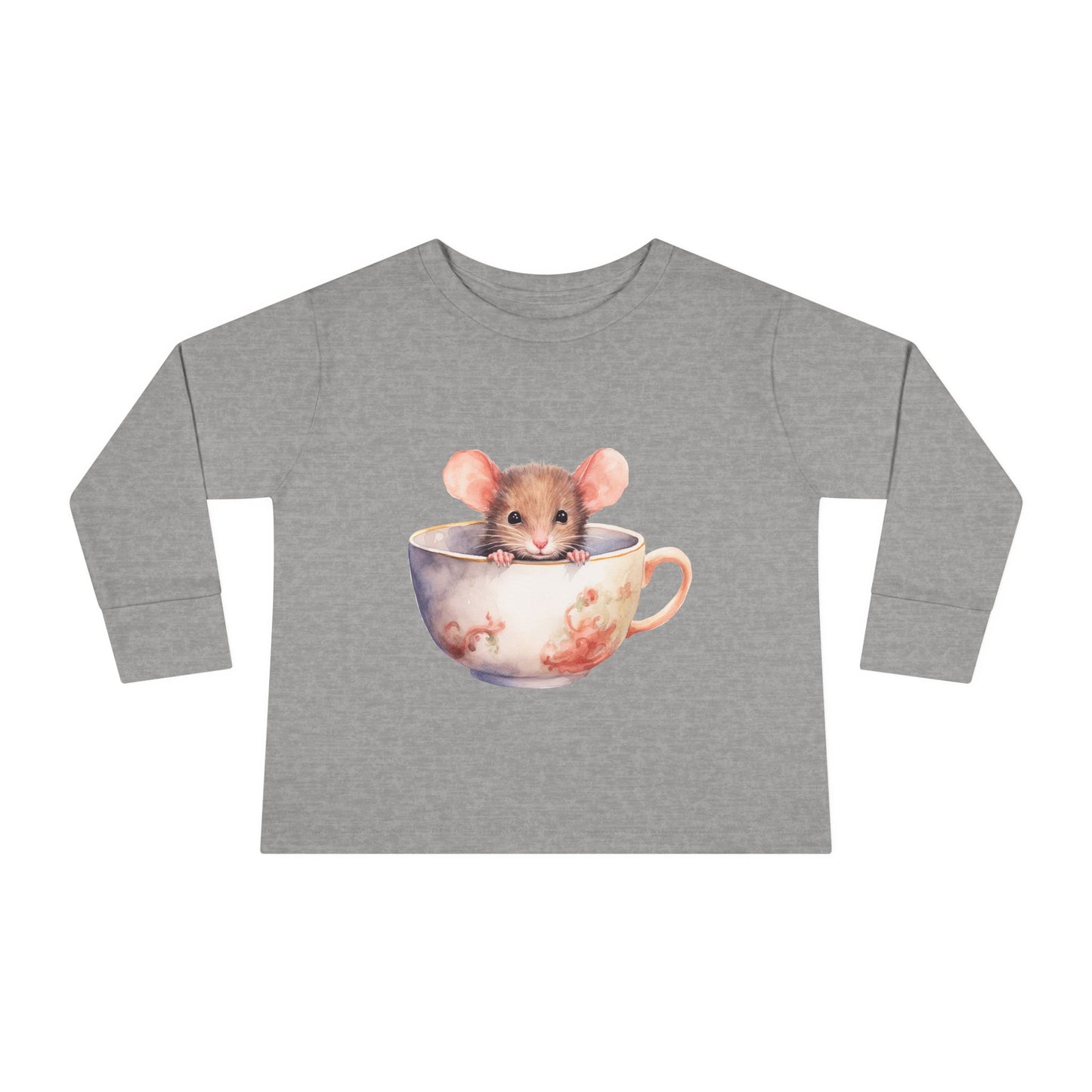 Unisex Mouse Graphic 100% Combed Cotton Toddler Fit Long Sleeve Tee