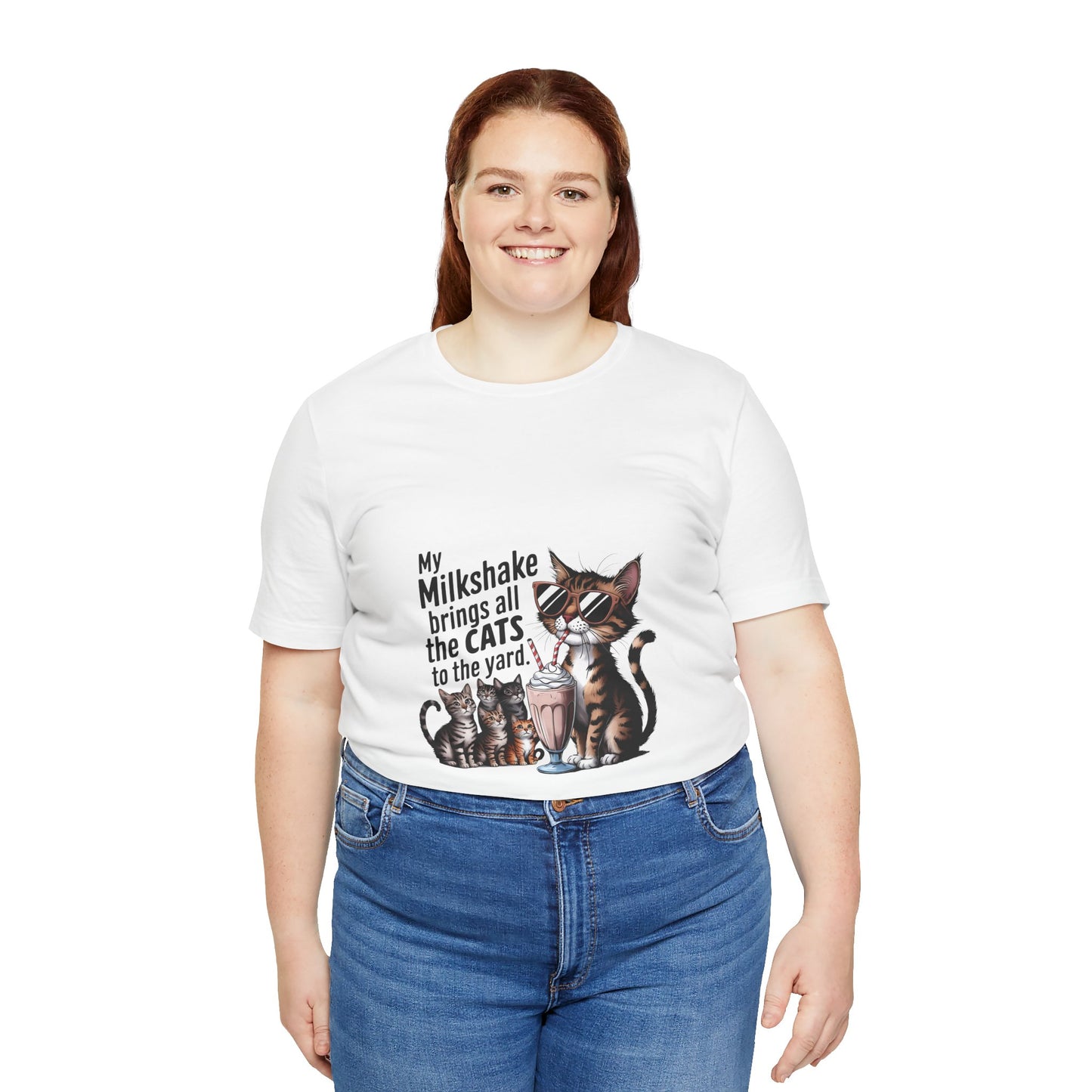Cat Lover's Humor Tee - My Milkshake Brings All the Cats to the Yard, Funny T-Shirt, Gift for Animal Lovers, Cute Cat Shirt, Pet [...]