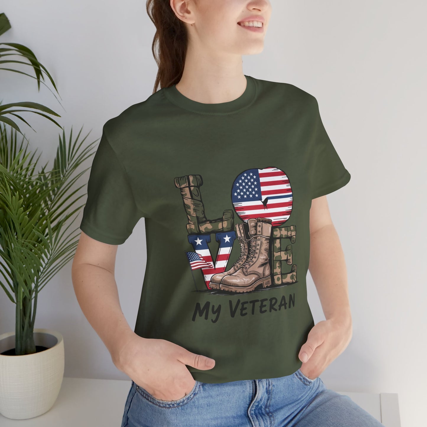 Veteran Love Tee - Unisex Short Sleeve Shirt, Military Appreciation Gift, Casual Everyday Wear, Patriotic Shirt, Memorial Day Outfit