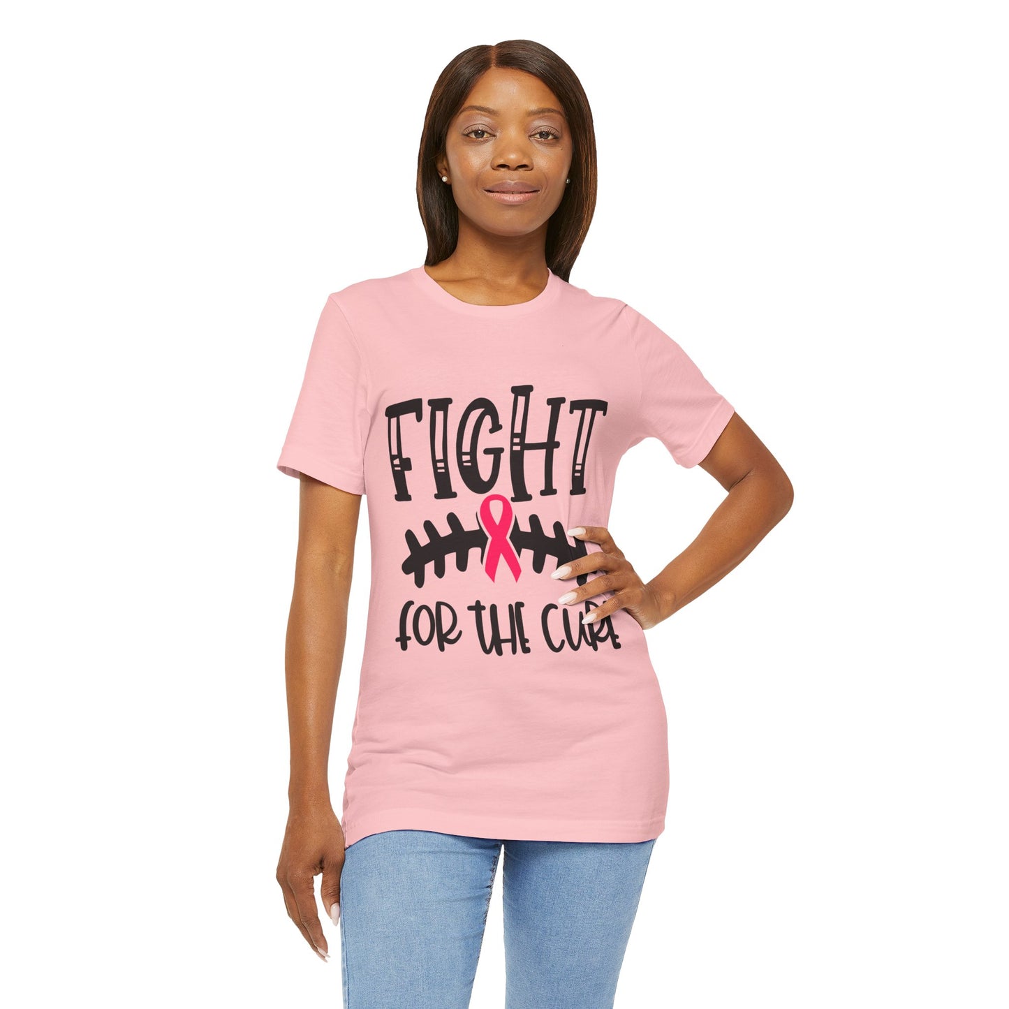 "Fight for the Cure" Graphic Tee,  Unisex Jersey Tee, Awareness Shirt, Breast Cancer Support T-Shirt, Fight Cancer Tee, Gift for a Cause