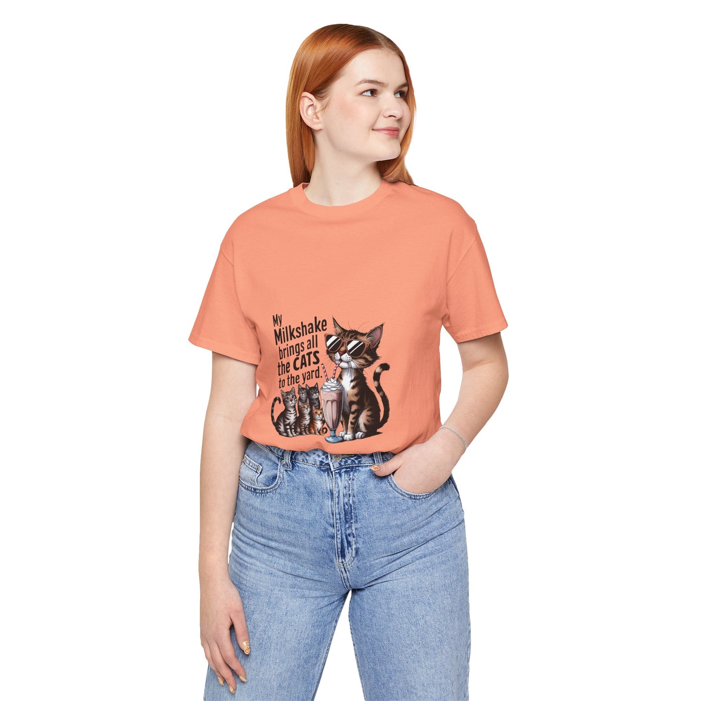 Cat Lover's Humor Tee - My Milkshake Brings All the Cats to the Yard, Funny T-Shirt, Gift for Animal Lovers, Cute Cat Shirt, Pet [...]