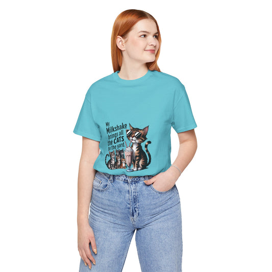 Cat Lover's Humor Tee - My Milkshake Brings All the Cats to the Yard, Funny T-Shirt, Gift for Animal Lovers, Cute Cat Shirt, Pet [...]