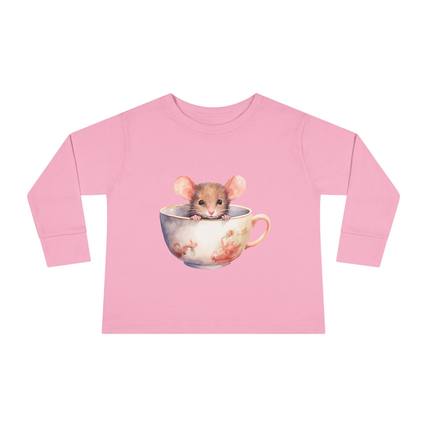 Unisex Mouse Graphic 100% Combed Cotton Toddler Fit Long Sleeve Tee