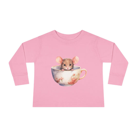 Unisex Mouse Graphic 100% Combed Cotton Toddler Fit Long Sleeve Tee
