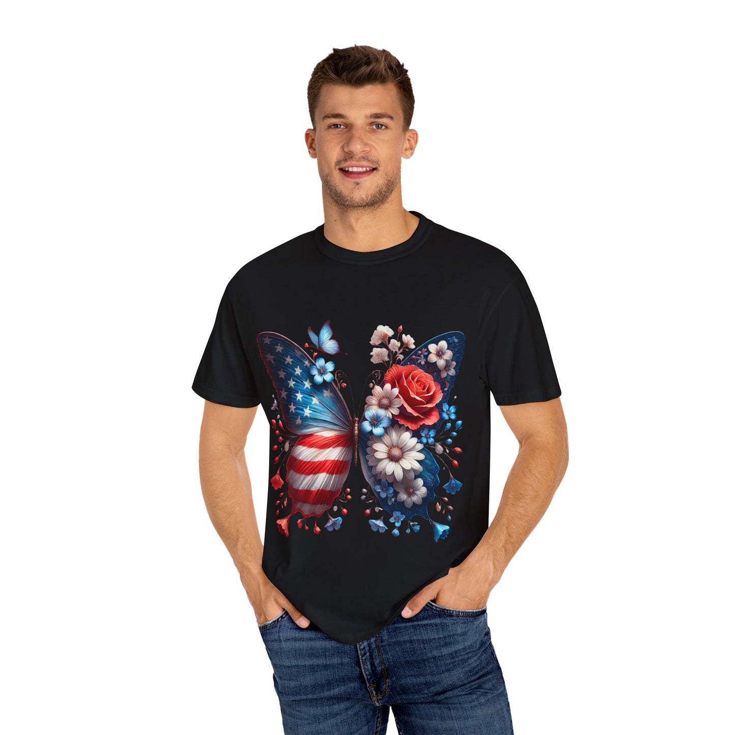Butterfly & Floral Patriotic Tee, Unisex Garment-Dyed T-shirt, 4th of July Shirt, Memorial Day Gift, Summer Fashion Top, Nature Lovers [...]