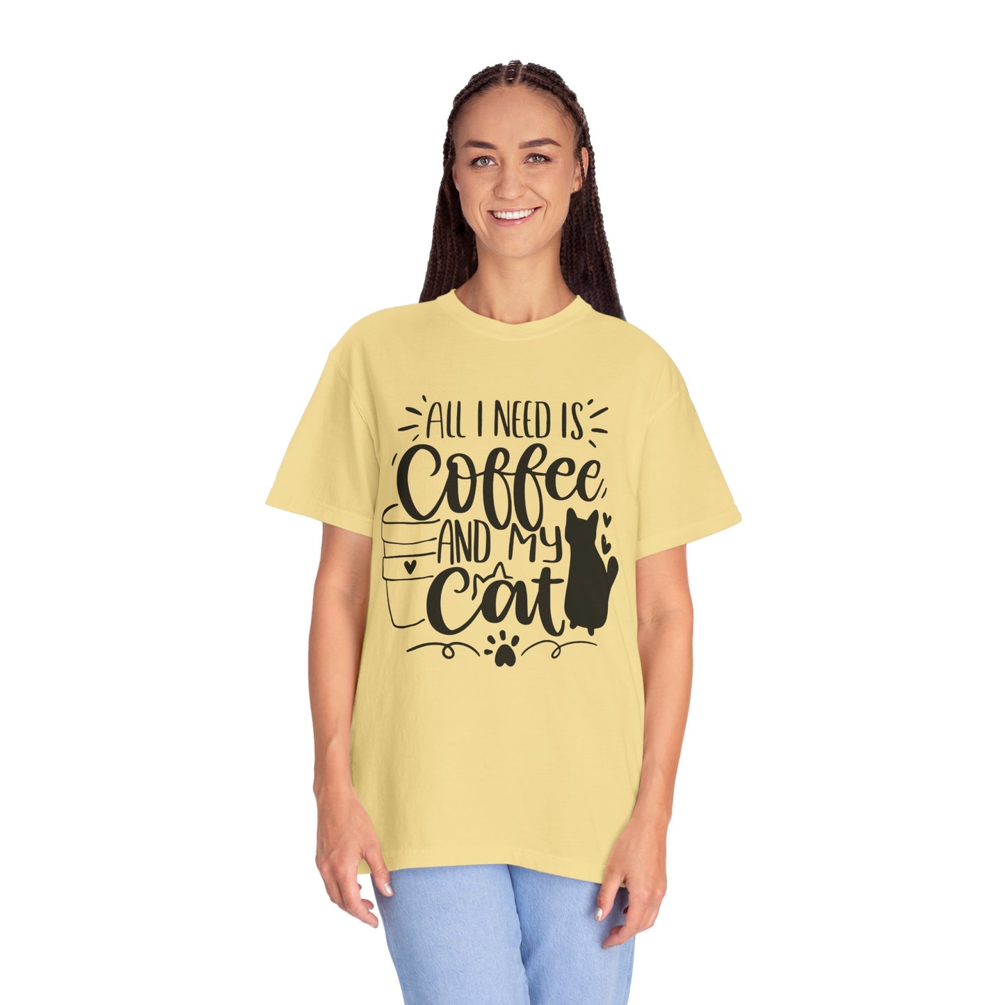 All I Need is Coffee and My Cat T-Shirt, Cat Lover Gift, Funny Tee, Pet Parent Apparel, Cozy Everyday Wear