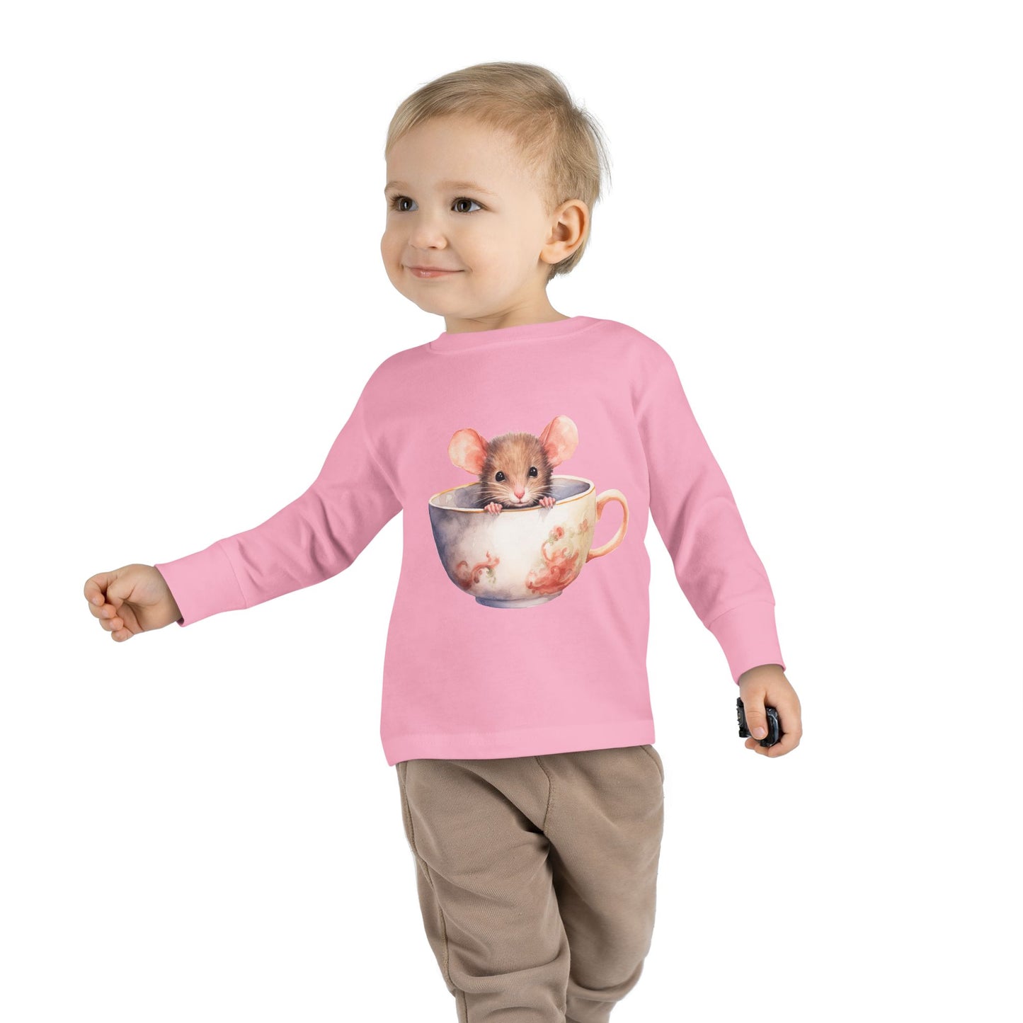 Unisex Mouse Graphic 100% Combed Cotton Toddler Fit Long Sleeve Tee