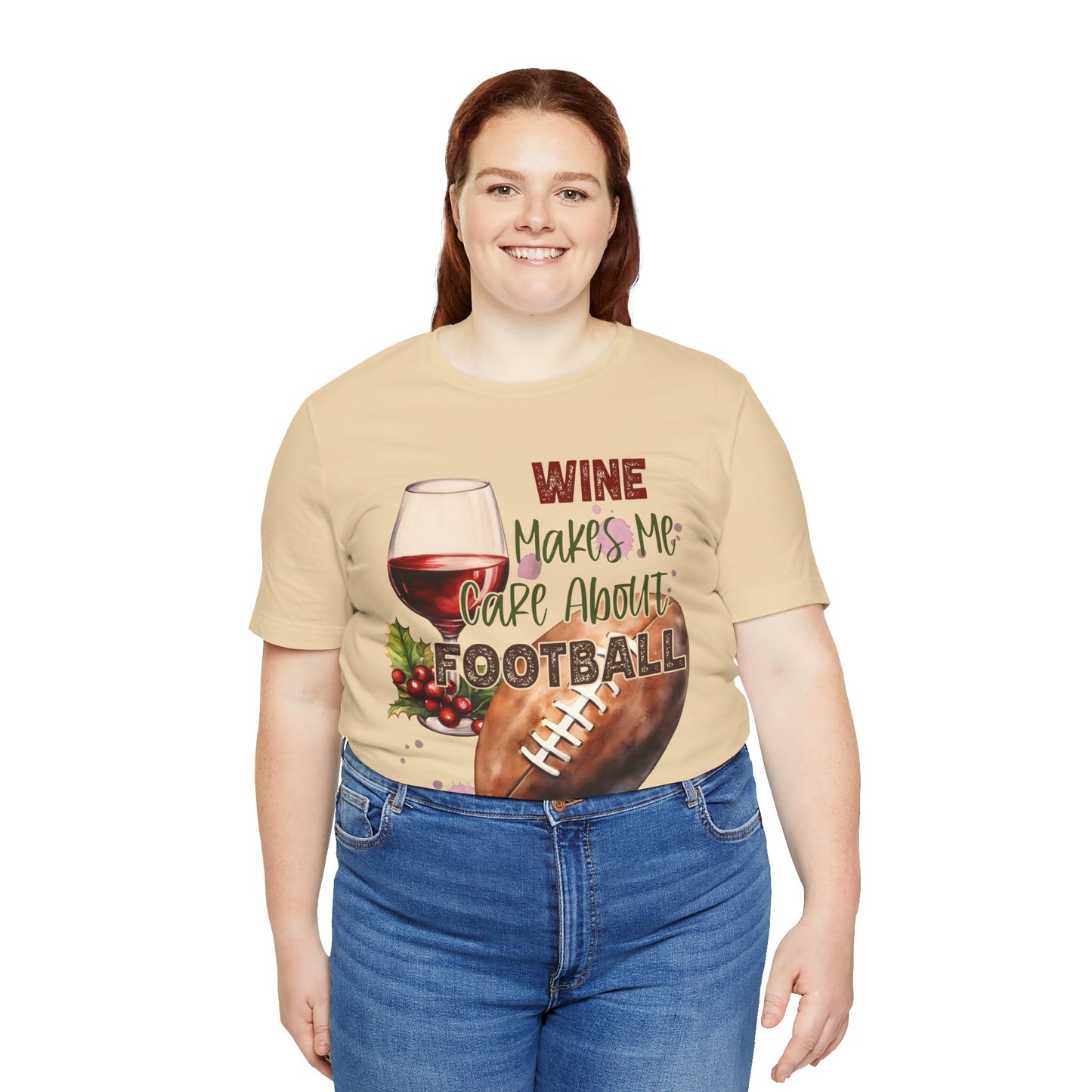 Wine Football Tee Sports Fan T-Shirt Funny Drinking Shirt