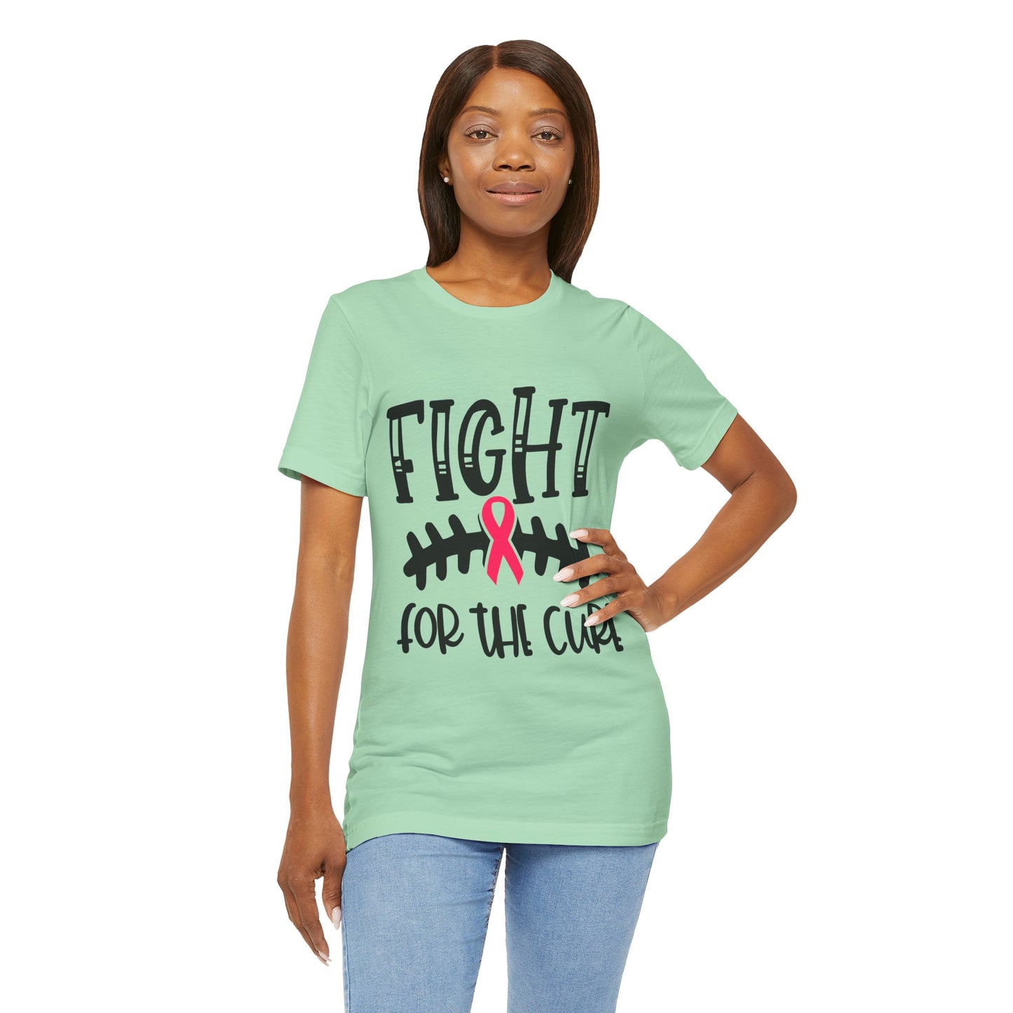 "Fight for the Cure" Graphic Tee,  Unisex Jersey Tee, Awareness Shirt, Breast Cancer Support T-Shirt, Fight Cancer Tee, Gift for a Cause