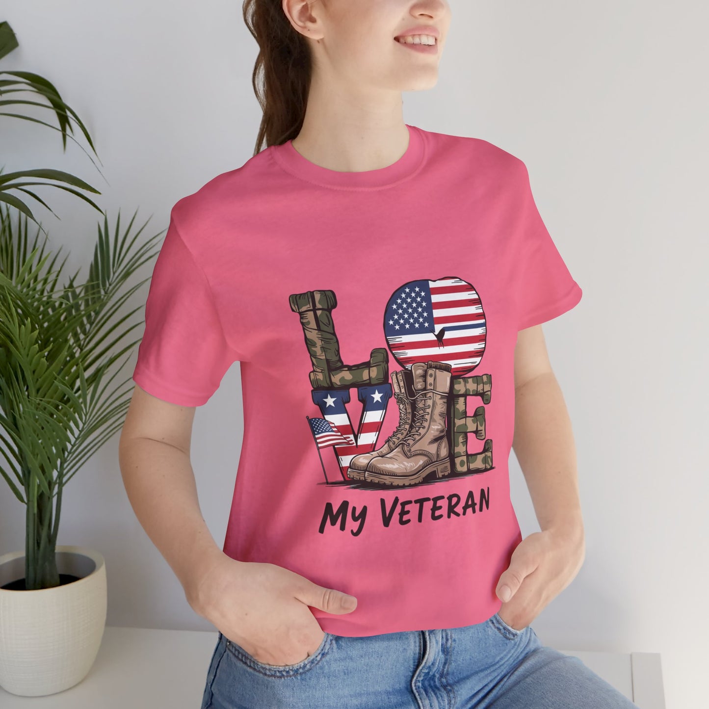 Veteran Love Tee - Unisex Short Sleeve Shirt, Military Appreciation Gift, Casual Everyday Wear, Patriotic Shirt, Memorial Day Outfit