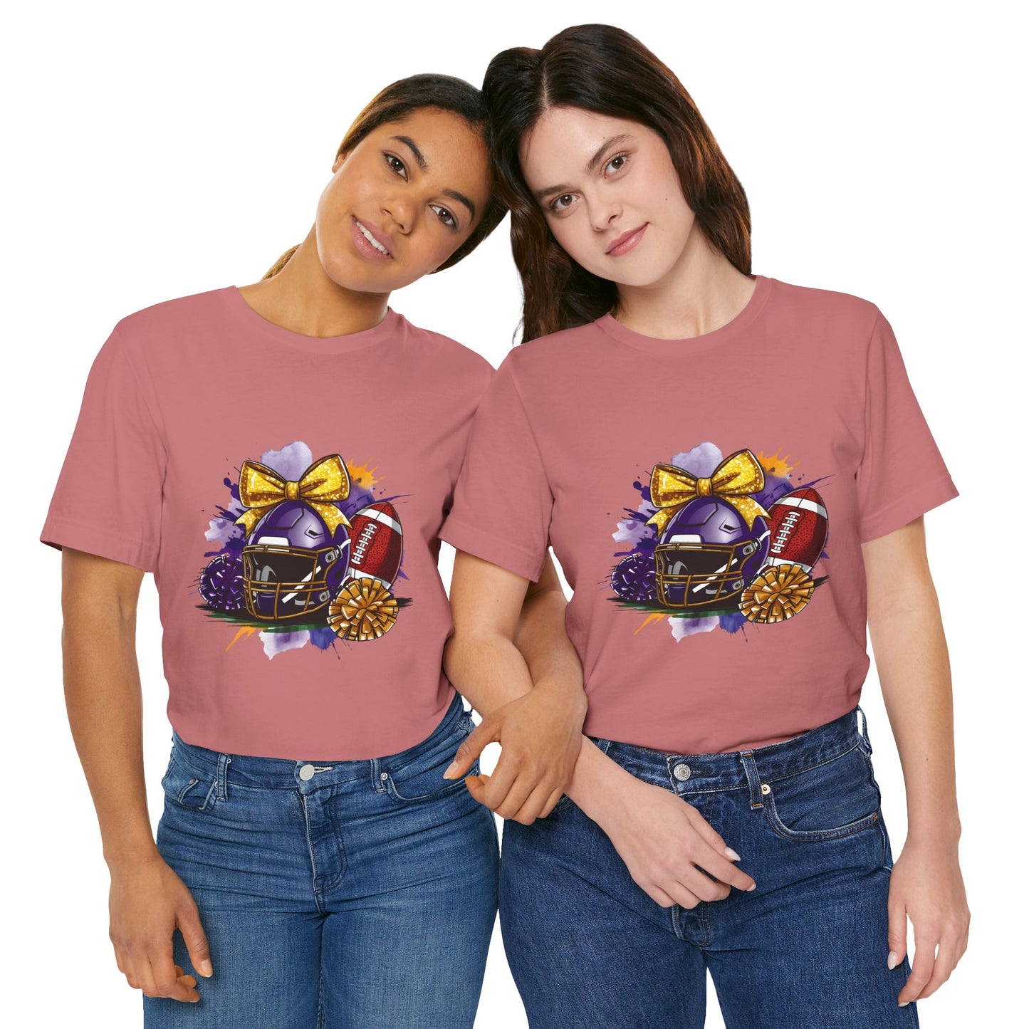 Cheerleader Football T-Shirt | Women's Gameday Tee, Unisex Sports Shirt, Game Day Outfit, Cheerleading Gift, Football Fans Apparel, Colorful Helmet Design