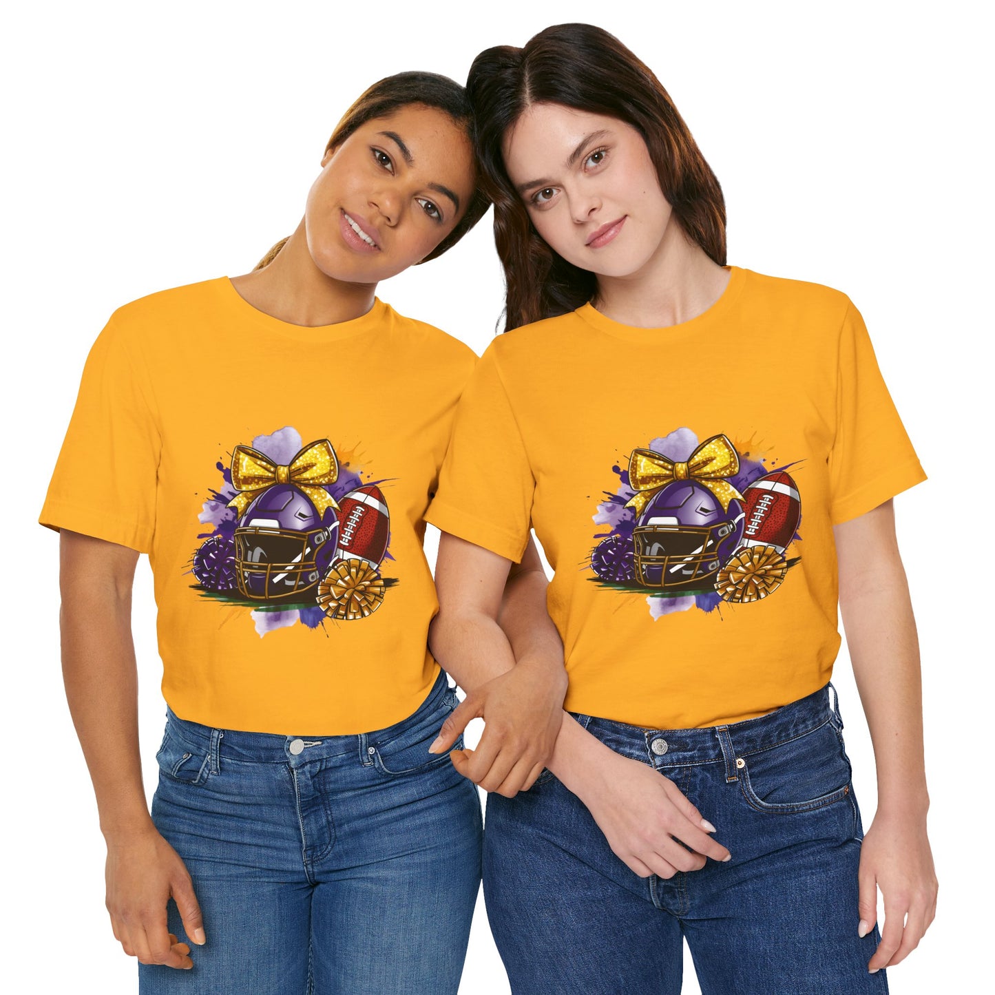 Cheerleader Football T-Shirt | Women's Gameday Tee, Unisex Sports Shirt, Game Day Outfit, Cheerleading Gift, Football Fans Apparel, Colorful Helmet Design