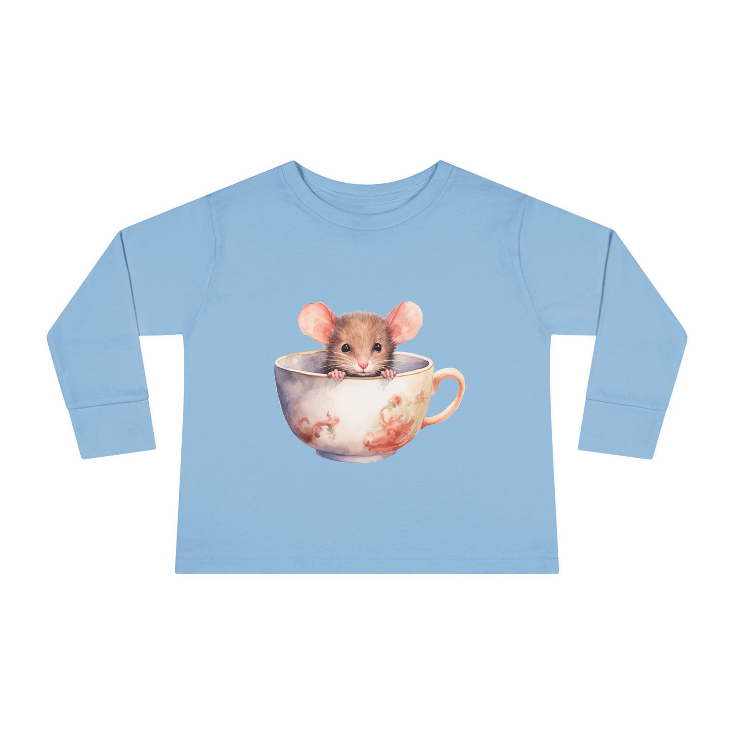 Unisex Mouse Graphic 100% Combed Cotton Toddler Fit Long Sleeve Tee