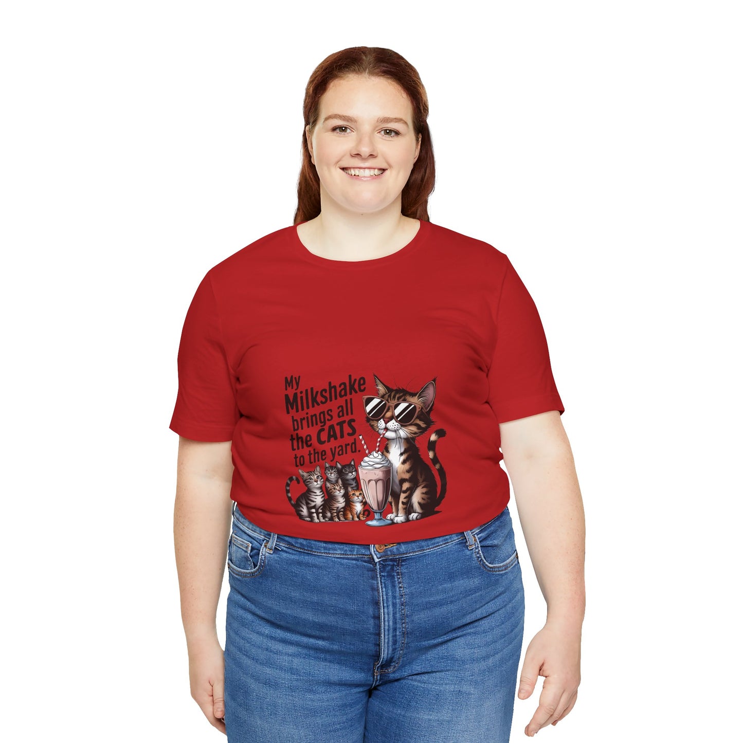 Cat Lover's Humor Tee - My Milkshake Brings All the Cats to the Yard, Funny T-Shirt, Gift for Animal Lovers, Cute Cat Shirt, Pet [...]
