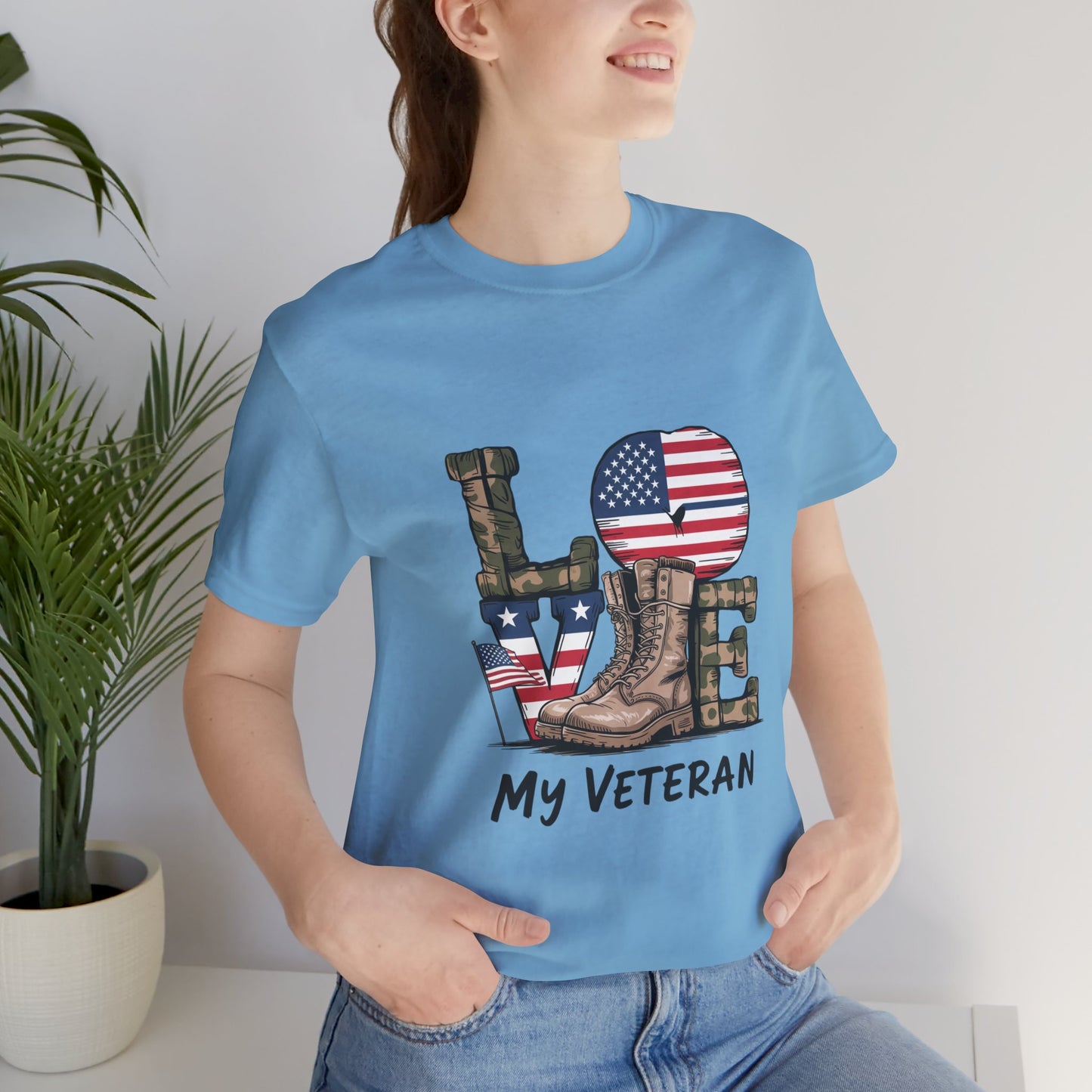 Veteran Love Tee - Unisex Short Sleeve Shirt, Military Appreciation Gift, Casual Everyday Wear, Patriotic Shirt, Memorial Day Outfit