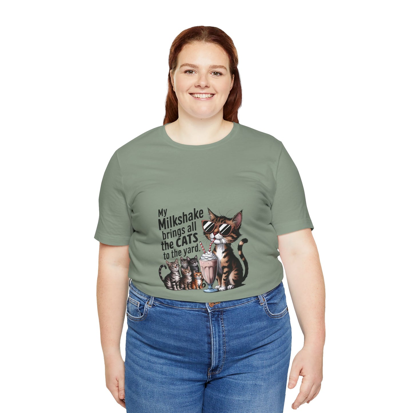 Cat Lover's Humor Tee - My Milkshake Brings All the Cats to the Yard, Funny T-Shirt, Gift for Animal Lovers, Cute Cat Shirt, Pet [...]
