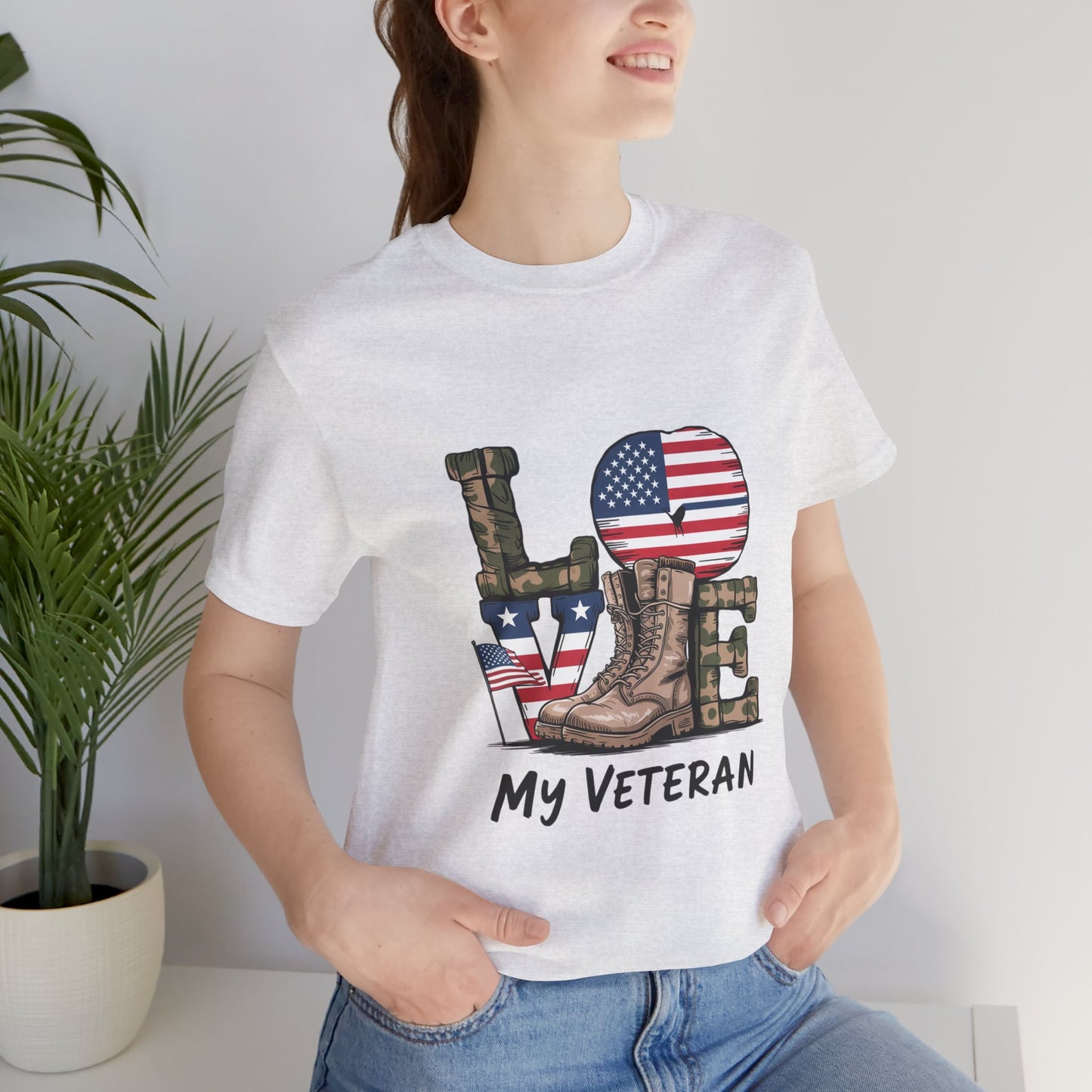 Veteran Love Tee - Unisex Short Sleeve Shirt, Military Appreciation Gift, Casual Everyday Wear, Patriotic Shirt, Memorial Day Outfit